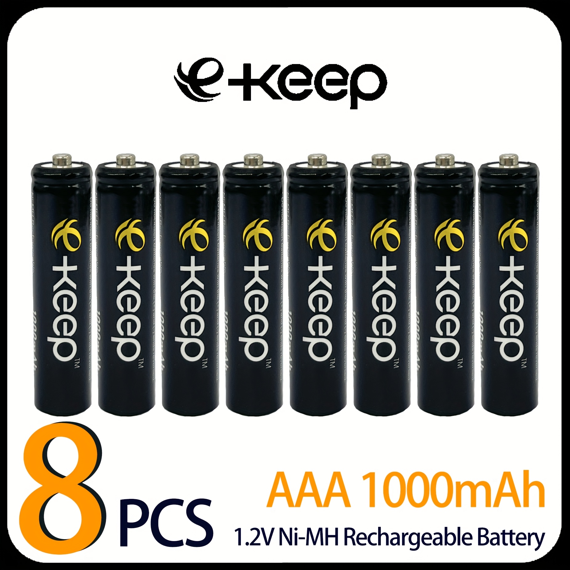 E-shop 4, 8 Stück, e-keep Ni-MH Akku 1,2V AAA R3 1000mAh. Langlebig . Für Fernbedienung, Wecker, Türklingel, Gamepad, Taschenlampe