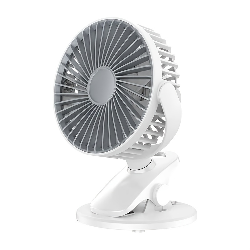 TEMU 1pc Fan On Clip, 360° Rotation Usb Charging Operation Fan, Quiet Mini Personal Desk Fan, Outdoor Camping Golf Cart Office (white)
