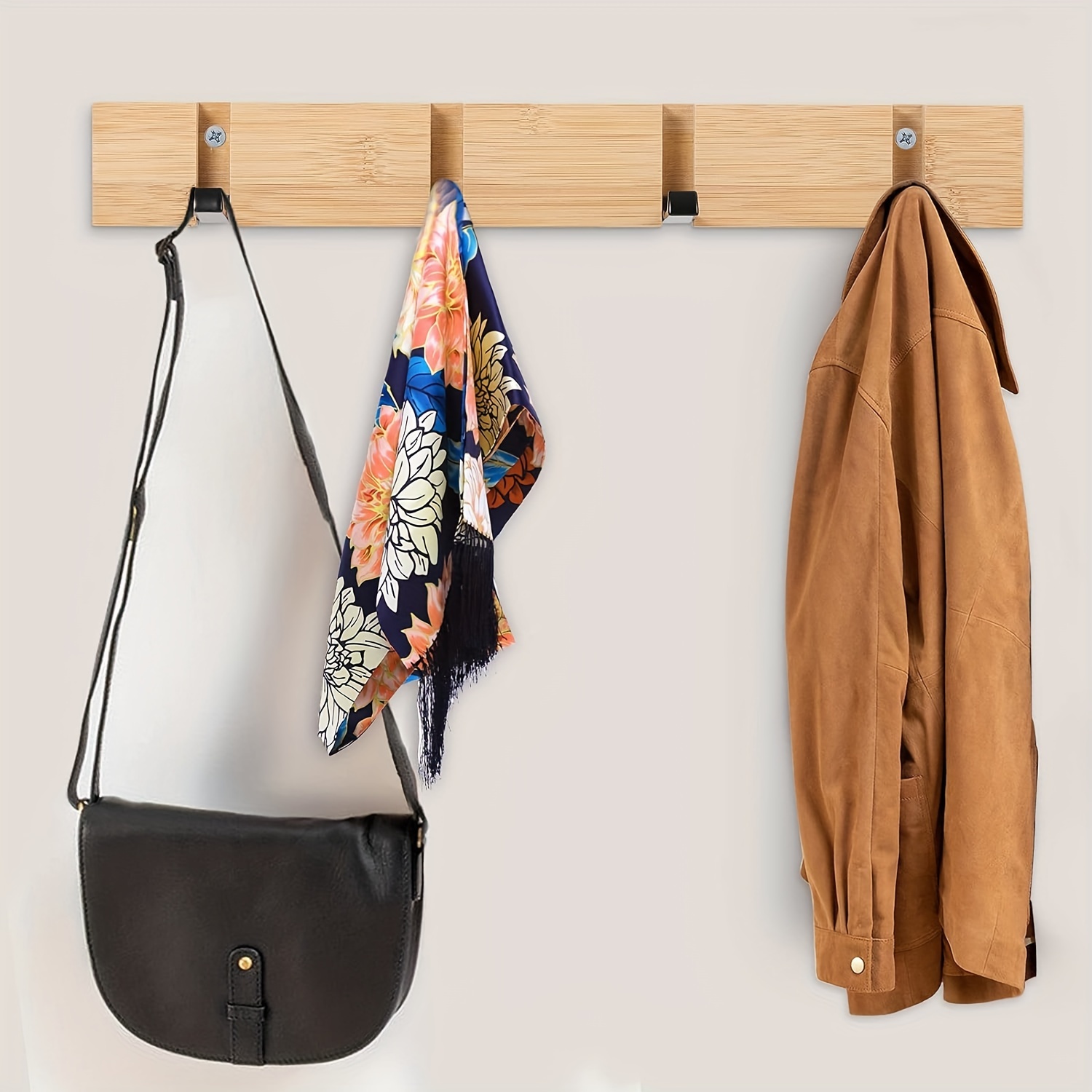 Wall Coat Rack With 3 Retractable Hooks, Wall Mounted Coat Rack For Hanging  Coats, Scarves, Handbags