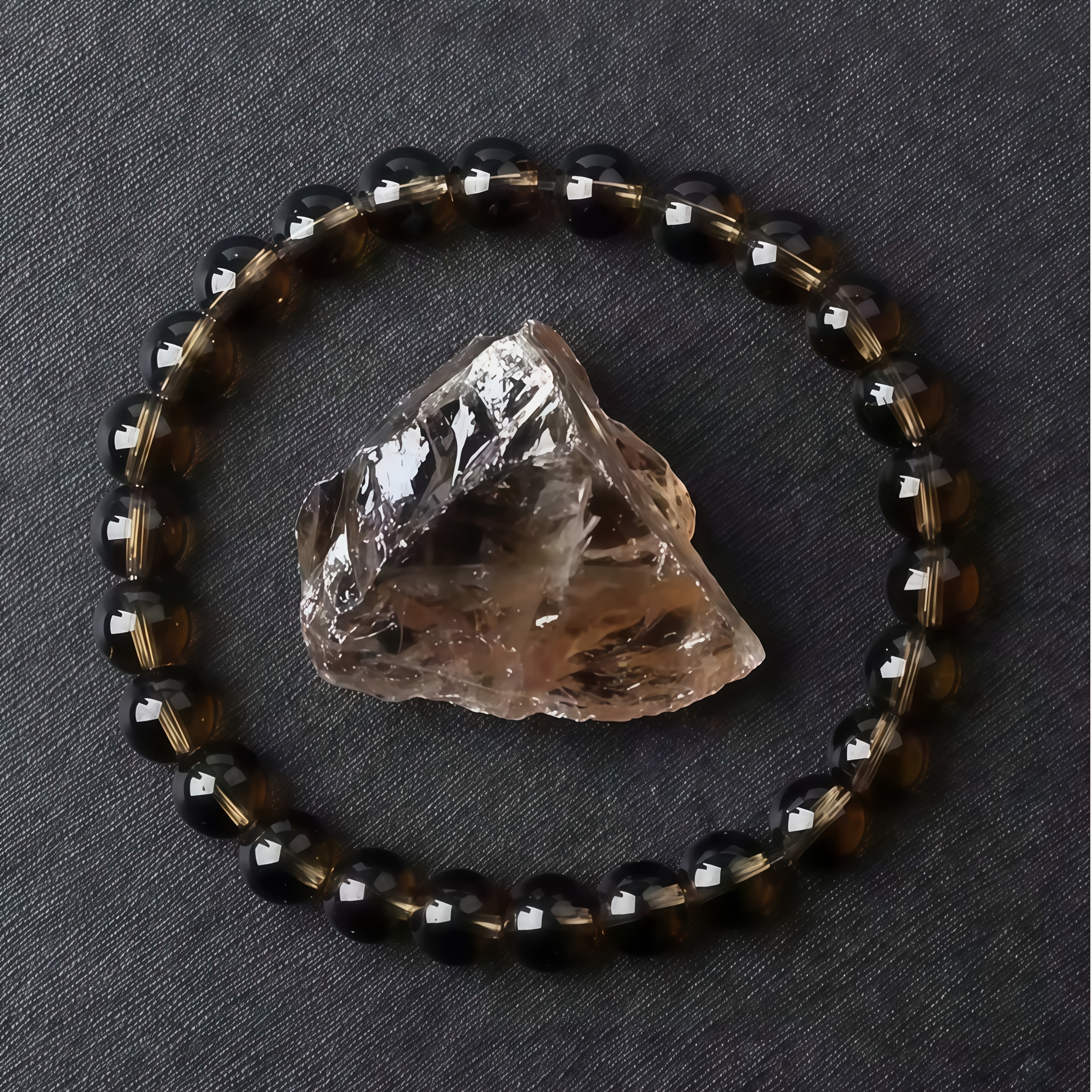 E-shop 1 Rauchquarz-Armband, 8mm elastisches Armband, Aura-Schutz spiritueller Schmuck als Geschenk für Frauen Männer, geeignet für den täglichen