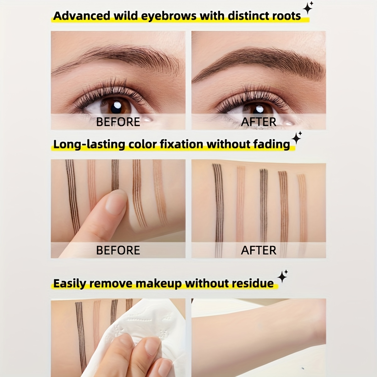 4 lápices de cejas con 2 piezas - maquillaje natural de   color, impermeable y sudorproof, diseño portátil,     en  ,     los tipos de beige  s,   para favor de boda,   para uso  ,      ,   medio, negro, cosméticos sudorproof |   natural | tamaño compacto Detalles del producto 4