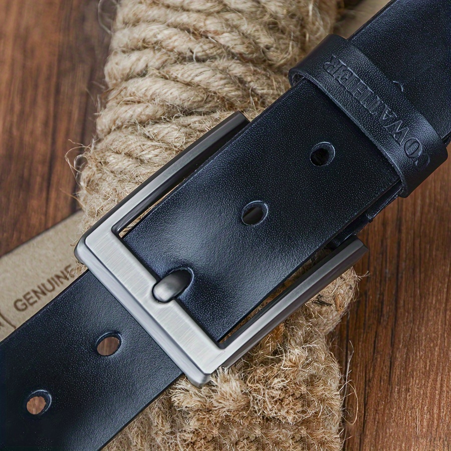 COWATHER Men's Retro Button Buckle Cowhide Belt