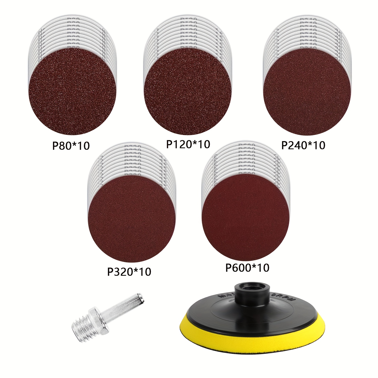 Image of 52pcs Angle Grinder Sanding Discs Attachments, 4 Inch Backing Pad With M14 Thread, Drill Sanding Attachement And Wet Dry Sanding Pad For Wood Metal Polishing 80-600 Grit