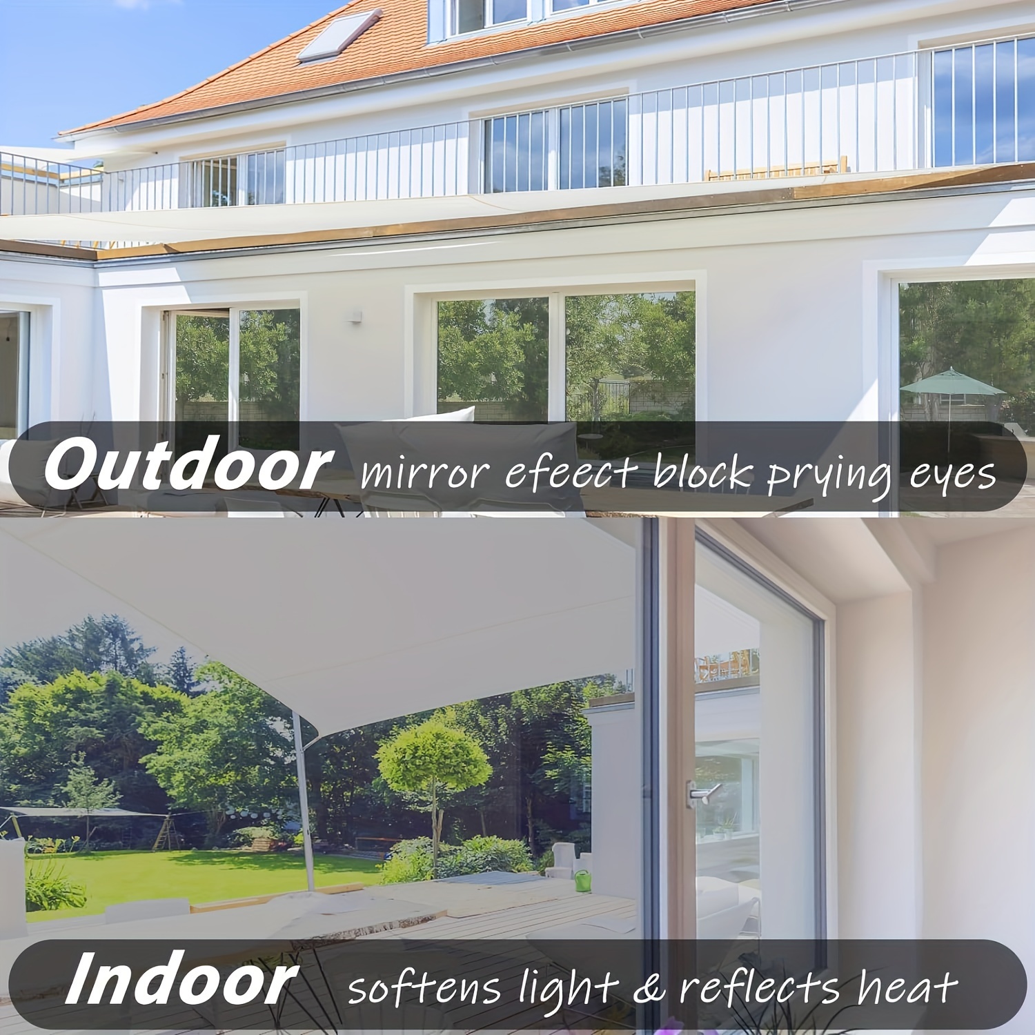 one way window film   reflective home privacy sun blocking uv heat control static cling   style pet material 4mil thickness details 1