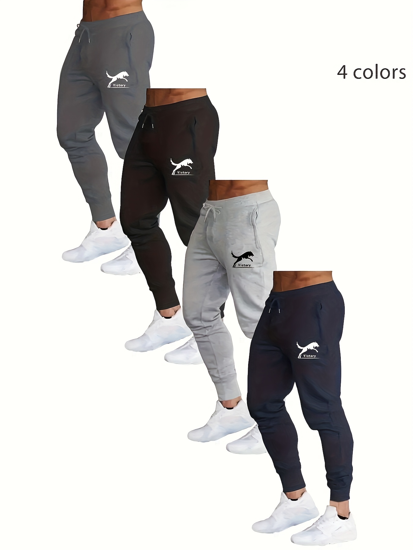 Four-piece set of new Men's casual sports pants, perfect for spring and summer. Made with 100% polyester quick-dry fabric that prevents Light Beige irritation after intense sweating and is durable. Features a slight stretch technology for unrestricted movement during jumping and turning, allowing full freedom in any activity. Ideal for gym workouts, outdoor hiking, daily commuting, rock climbing, city cycling, and fitness training