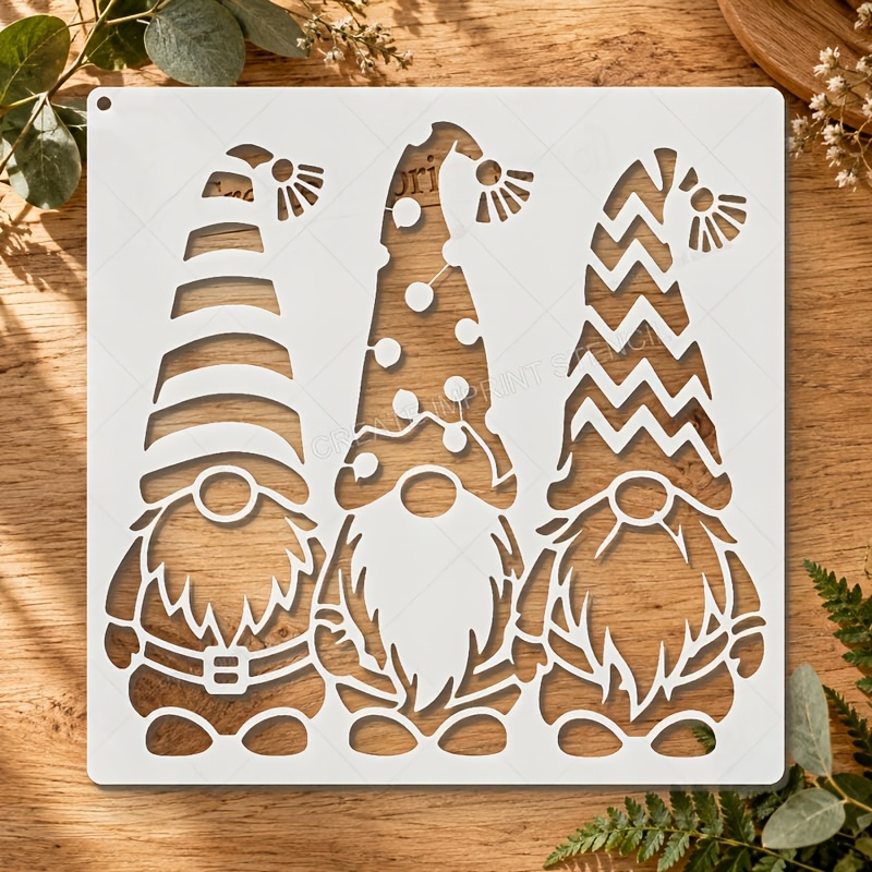 TEMU Stampo cavo per pittura stili di motivi di elfi di Natale, 1 pz, stampo riutilizzabile in PET, per murale, pittura su tela, decorazioni per la