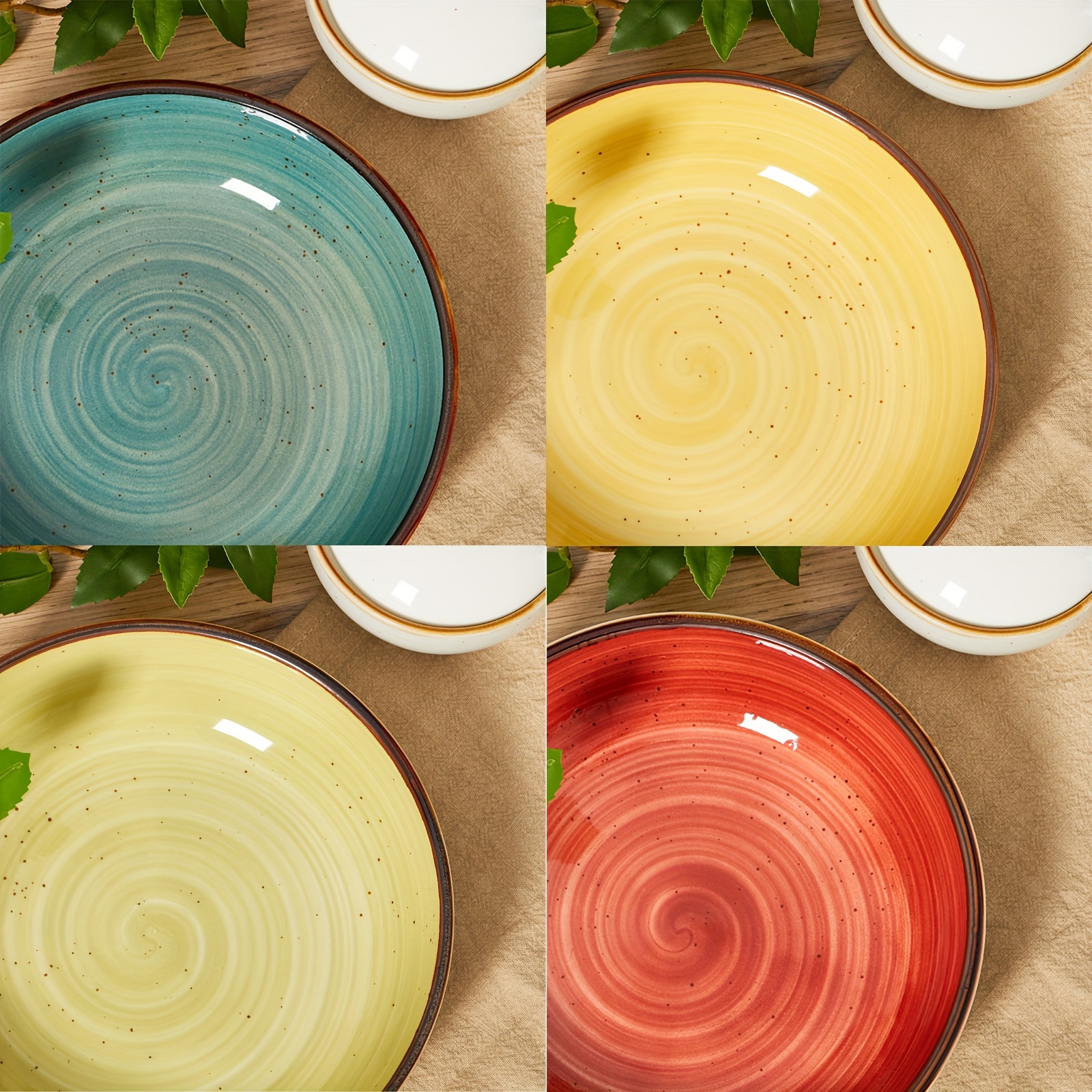Colorful Ceramic Pasta Bowls, Set Of 4, 32oz - Wide Bowl For Dinner, Salad & Pasta - Oven/microwave/dishwasher Safe, Durable, Scratch Resistant -