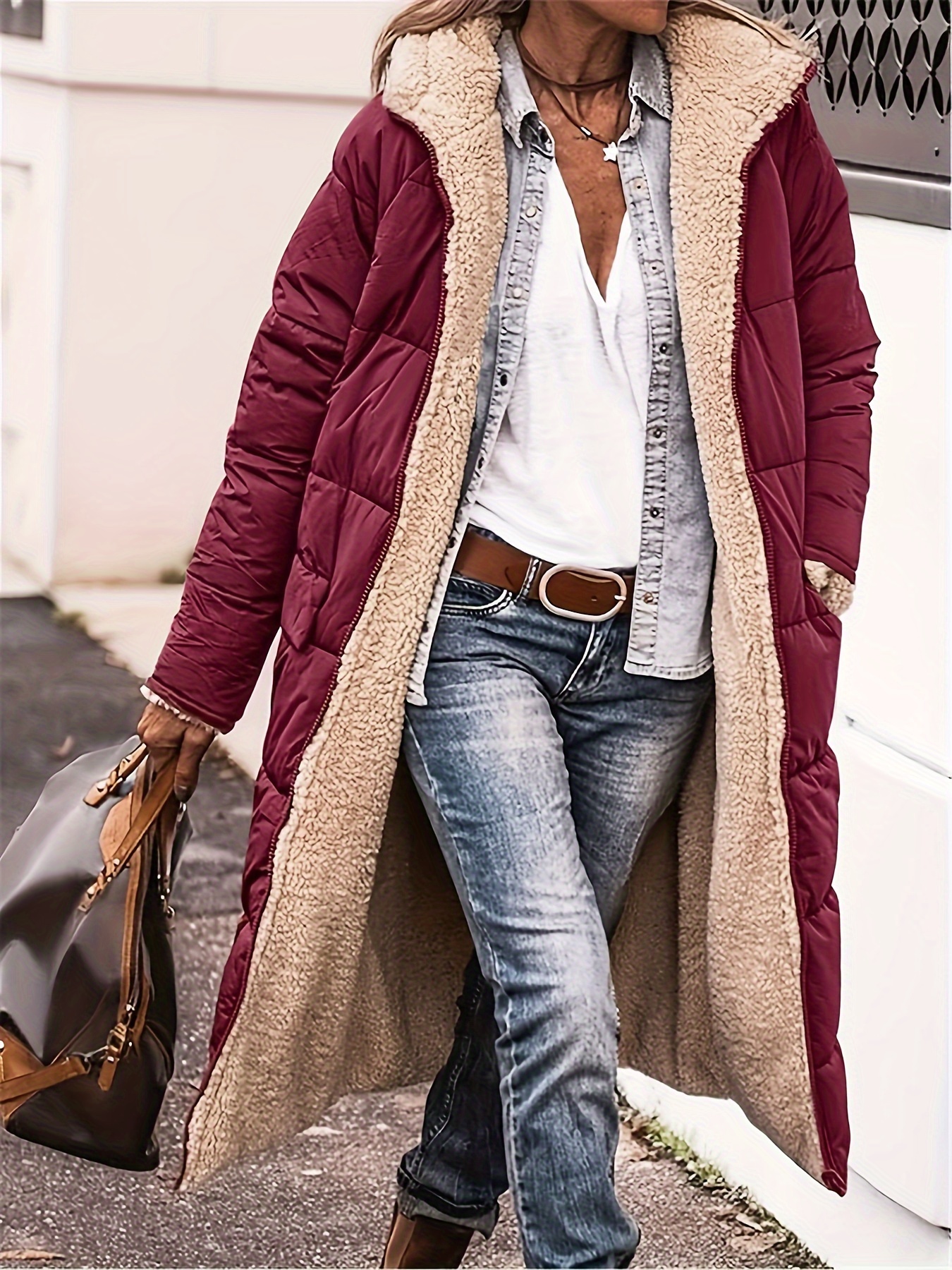 Women's Casual Lamb Warm Long Coat