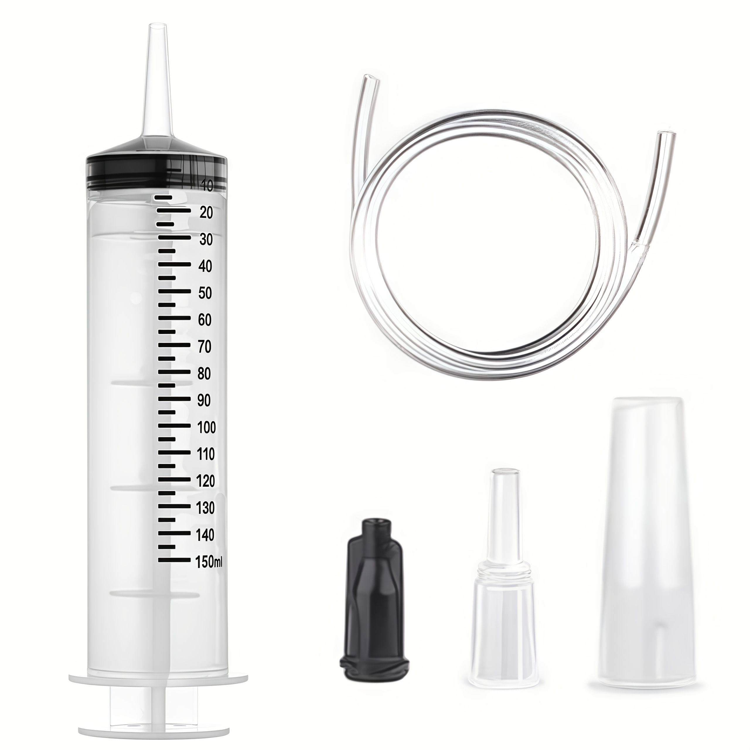60/100/150ml Large With 100cm Catheter, Converter And Lid Set, Garden Injector, For Liquid Lip Gloss Paint Epoxy Resin Oil Watering Plant Refill