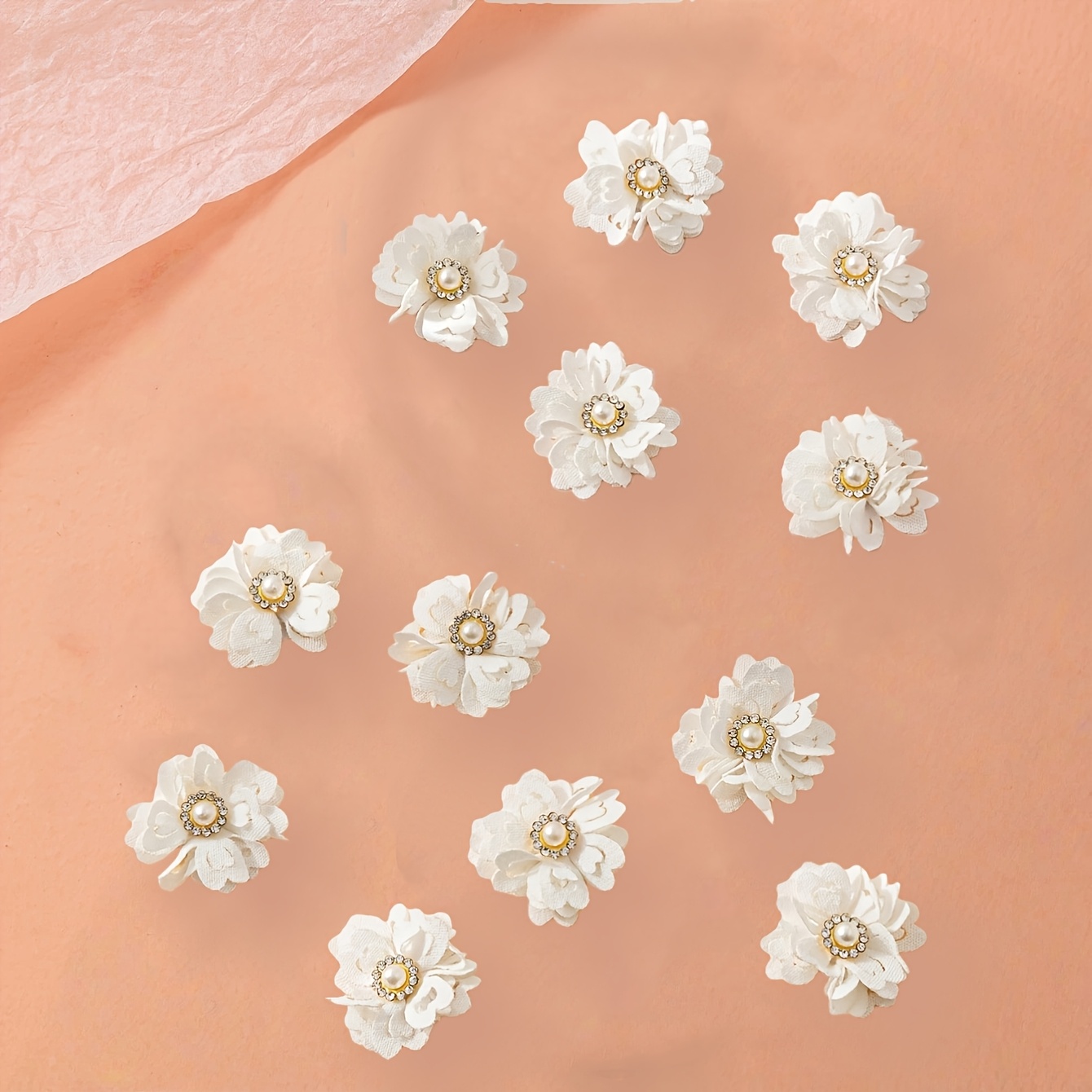 TEMU A Pack Of 12 Hand-sewn Floral Polyester Ribbons For Hair Accessories, Clothing, Shoe Decorations, And Hat Embellishments.