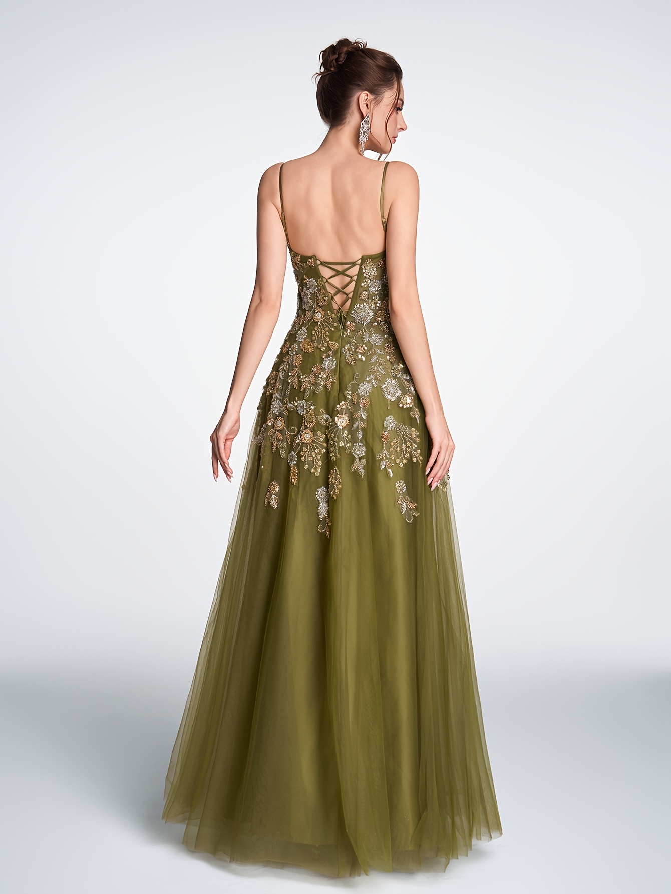 green emerald velvet dress V Neck Ankle Length Short Sleeves Green Wedding Guest Dress, Green / L main image 0