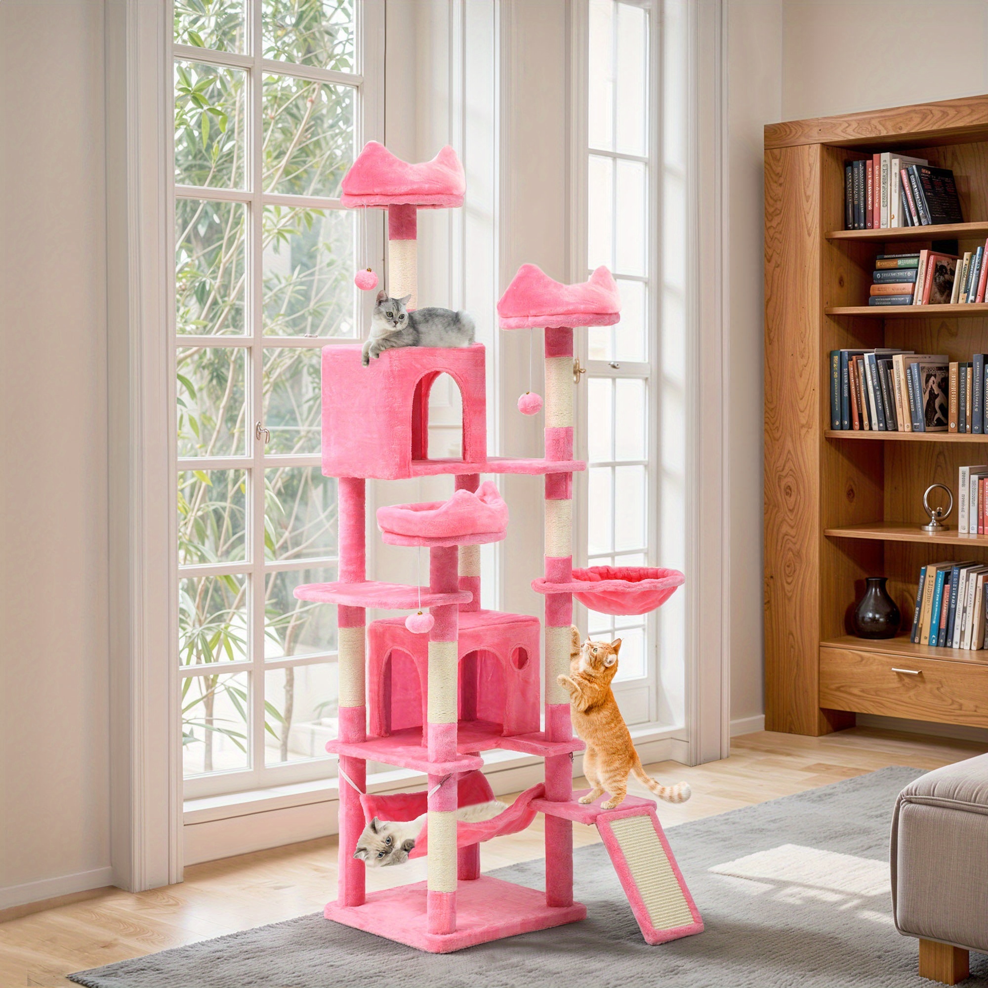 

75 Inches Indoor Cat Tree Tall Cat Tower For Large Cats 20 Lbs Cat Condo