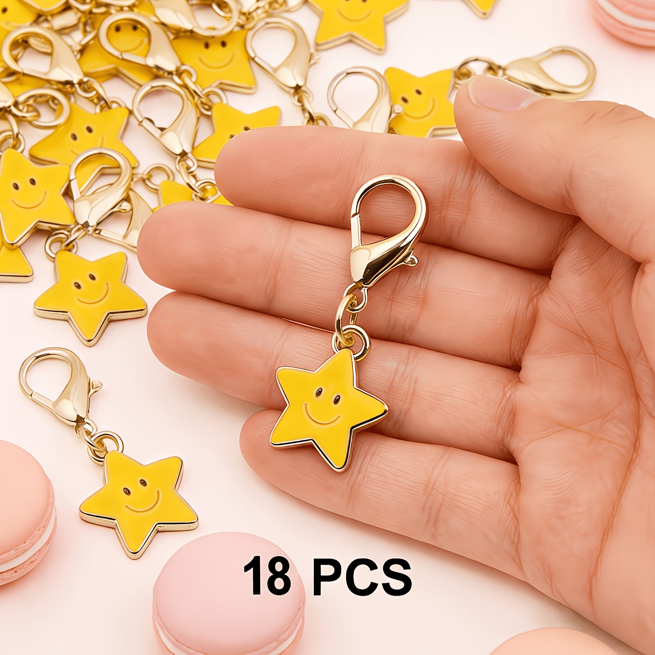 TEMU 18pcs Star Keychain - A Gift To Be , Cute Ladies' Bag Charm, Fashion Accessory, Elegant And Keychain, High-quality Decorative Keychain, Suitable