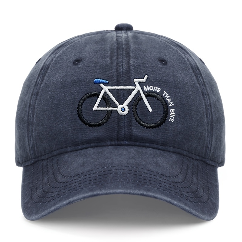 Image of 1-pack Bicycle Pattern Embroidered Lightweight Baseball Cap, Unisex Breathable Lightweight Adjustable Dad Hat For Cycling Enthusiasts With Graphic Character Embroidery, High-quality Hat