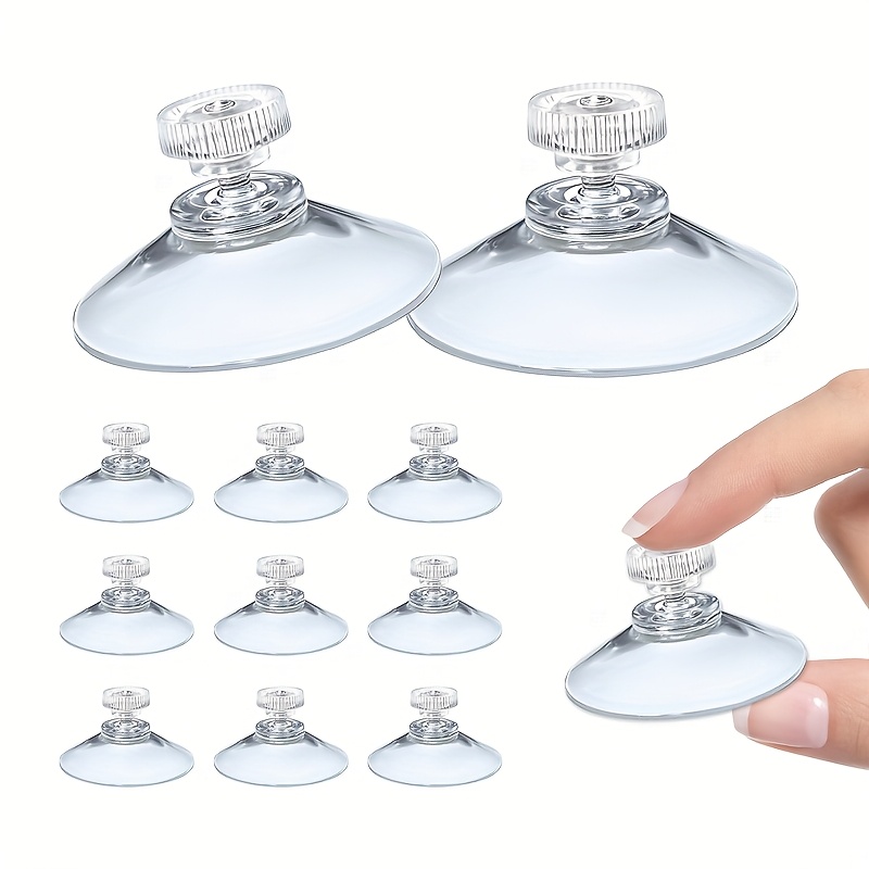 TEMU 12pcs Transparent Threaded Suction Cup Hooks With Thickened Vacuum Seamless Strong Suction, Suitable For Glass Surfaces, Very Suitable For Home