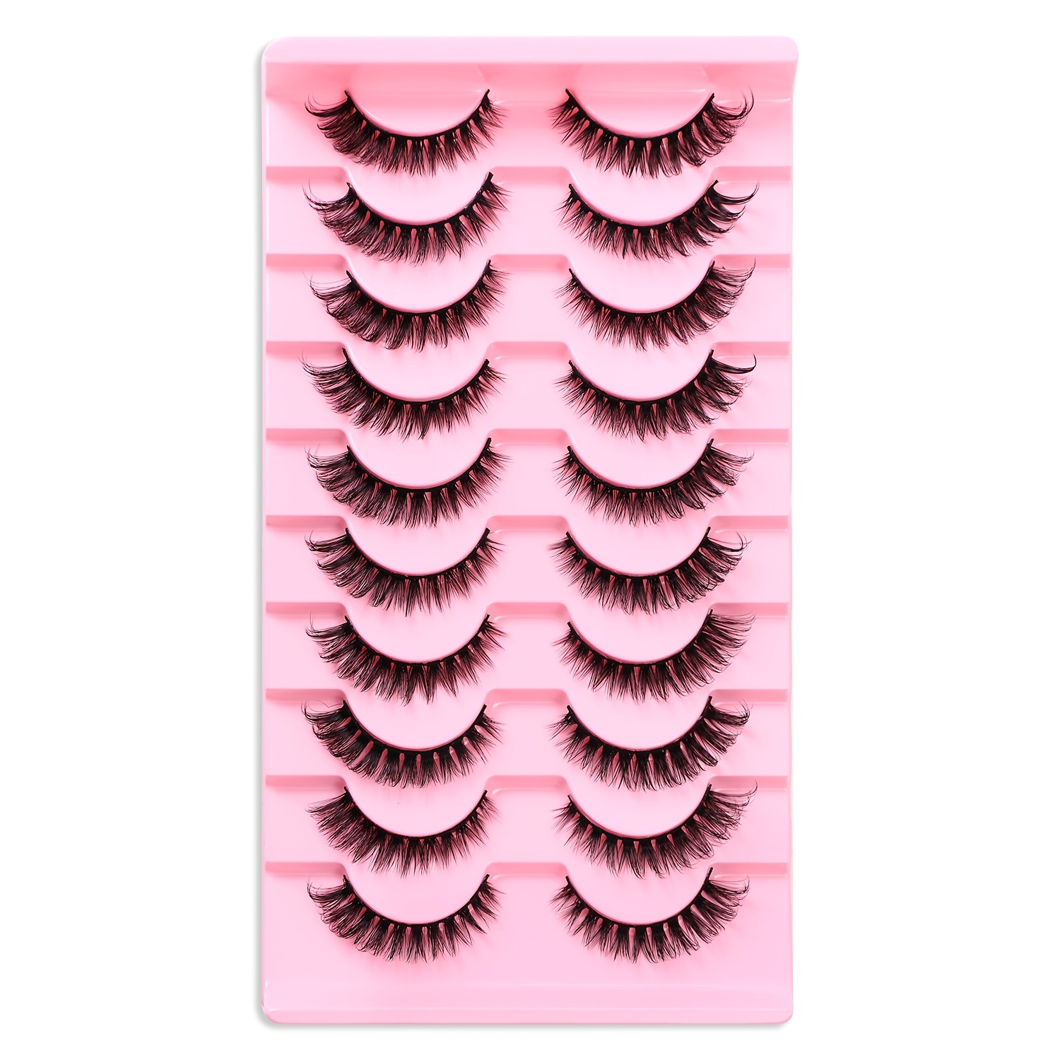 Image of Upgraded Version, 10 Pairs Of Fluffy Cat Eye False Eyelashes, Full Strip Black Stem, , Lighter, Pure Handmade, Reusable, Suitable For Daily, Banquet, Party Wear Eyelashes, Lengthening Eyes