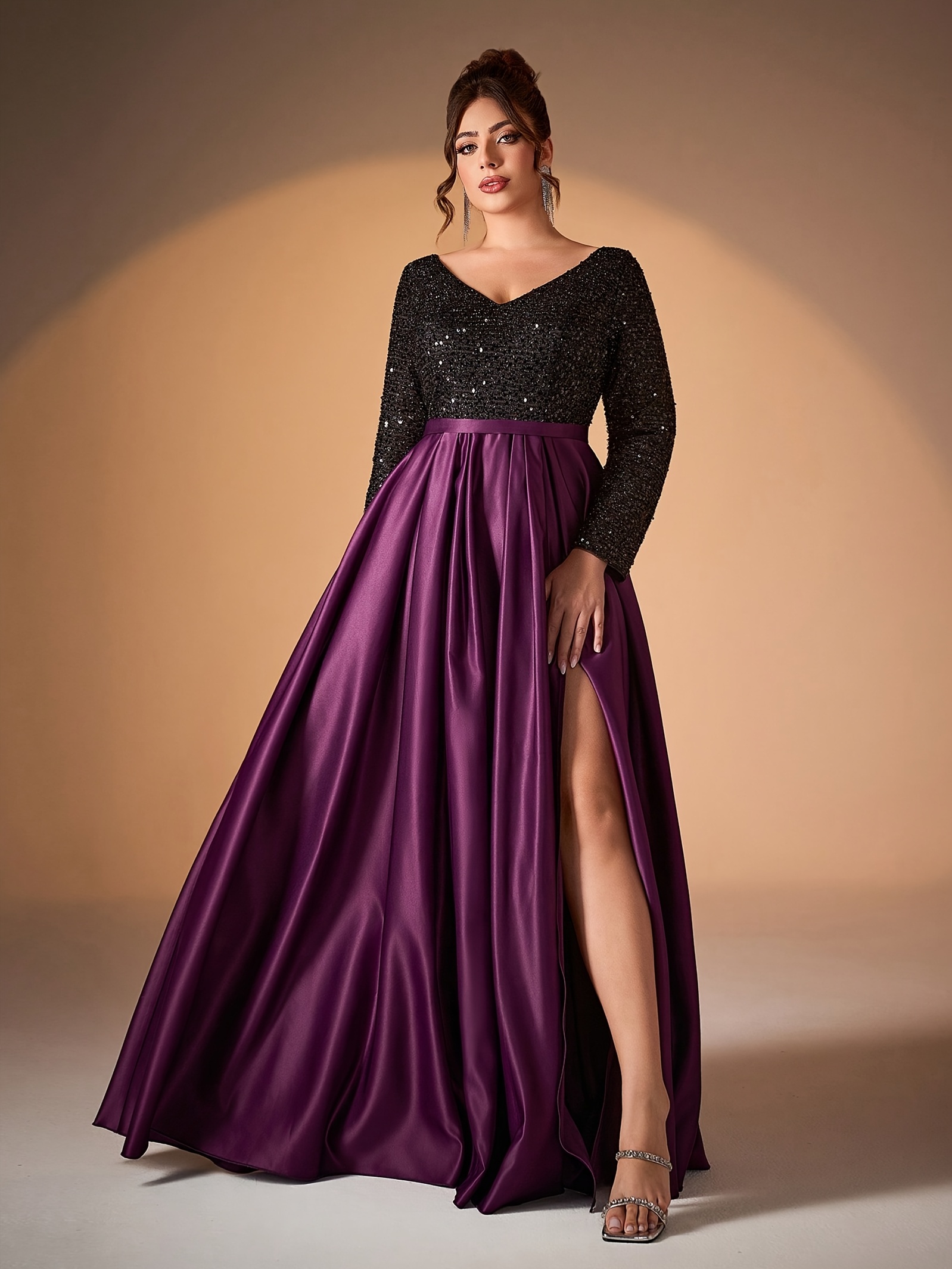 chinese dress ladies Long Sleeve Cross Over Floor-Length Evening Dress main image 1