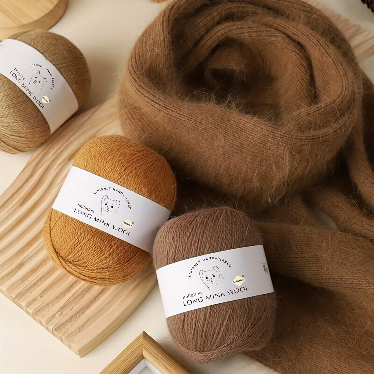 

4pcs Of Mink Wool And Long Wool 200g+80g 50g Mink Wool*4+20g Companion Thread*4, Skin-friendly And Warm, Soft And Fashionable, Used For Knitting Scarves, Sweaters, Hats, Etc