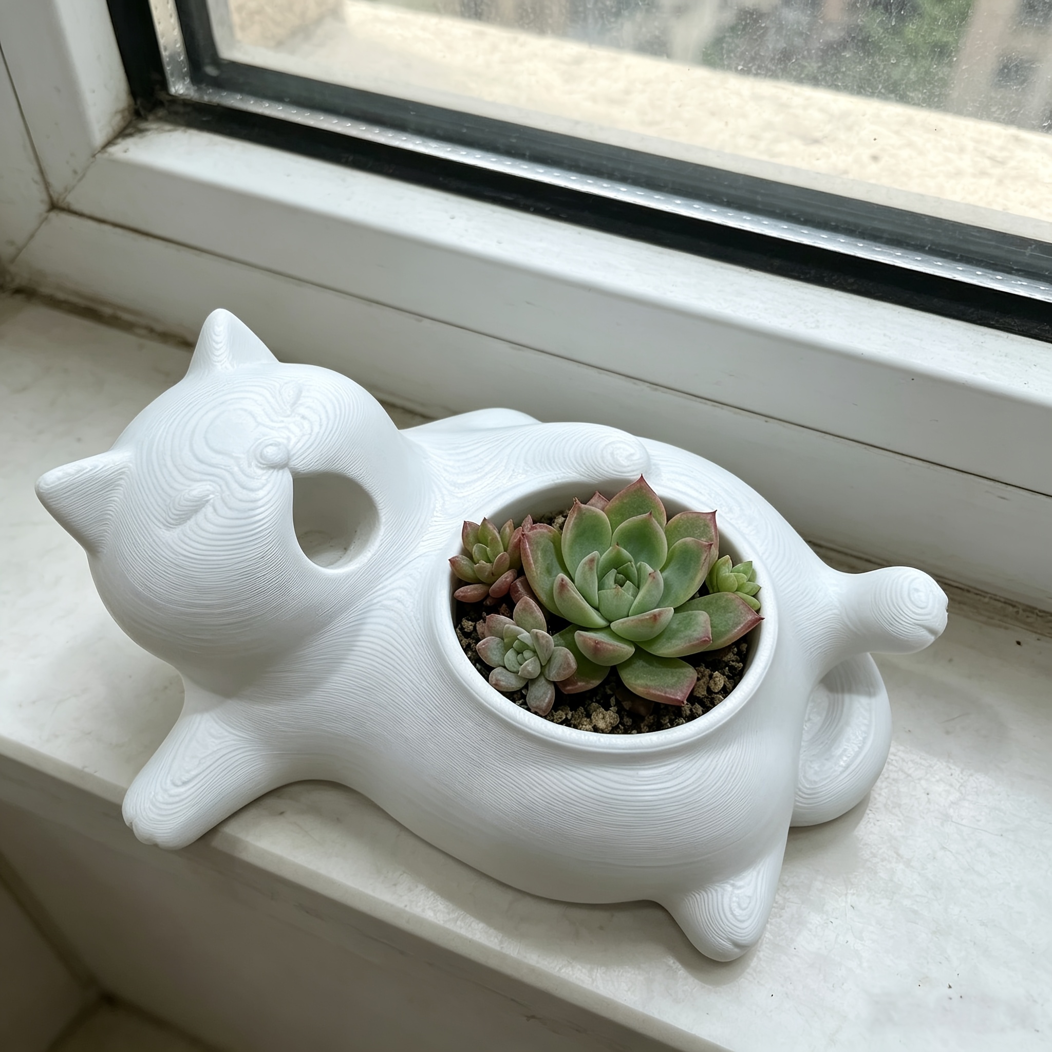 TEMU 크리에이티브 디자인 귀여운 고양이 화분, 경량 다기능 합성 수지, 낙하 방지, 실내외용