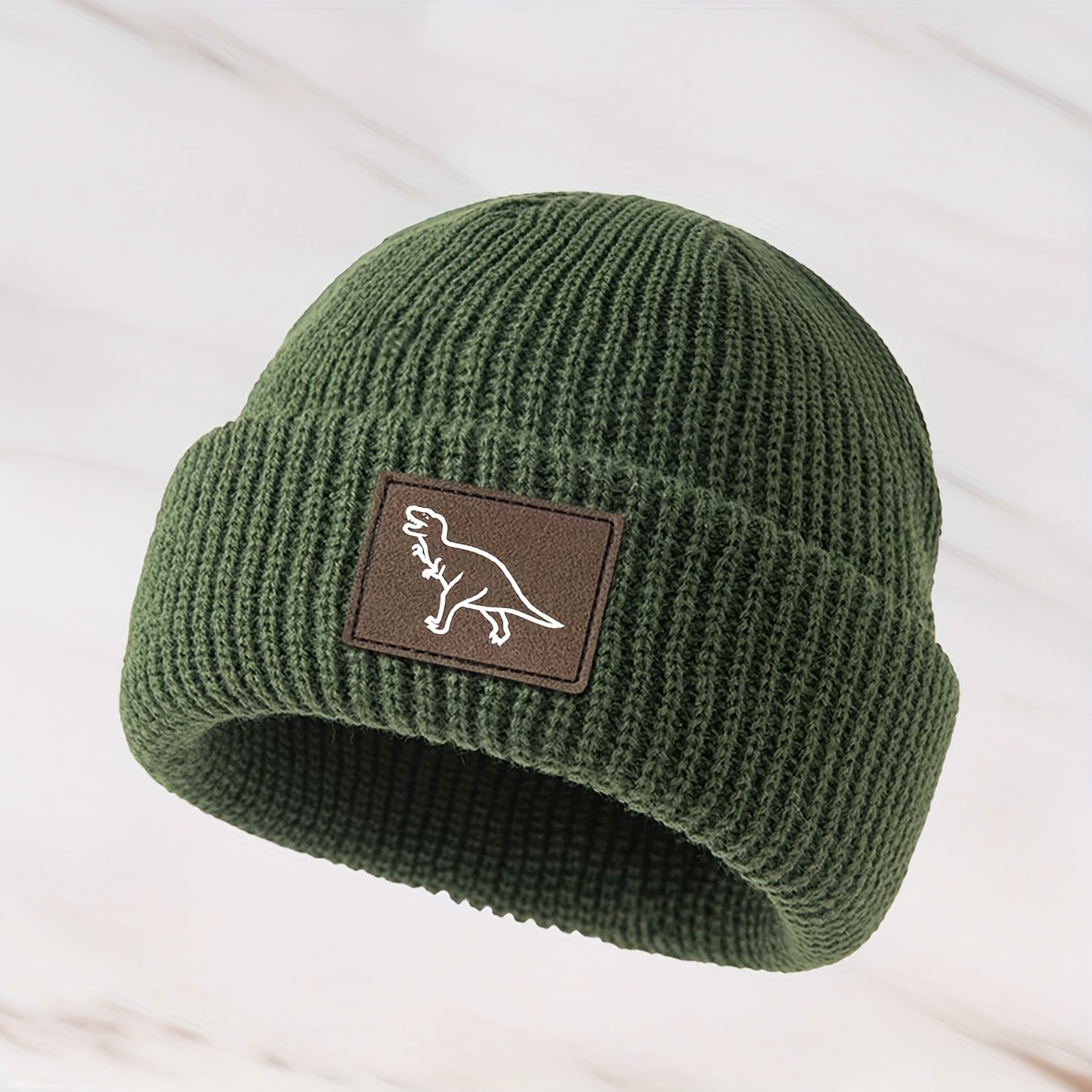 TEMU Outdoor Casual Dinosaur Pattern Hip-hop Hat, Lightweight And Versatile Brimless Beanie For Men And Women, Trendy Cold Weather Hat For Outdoor