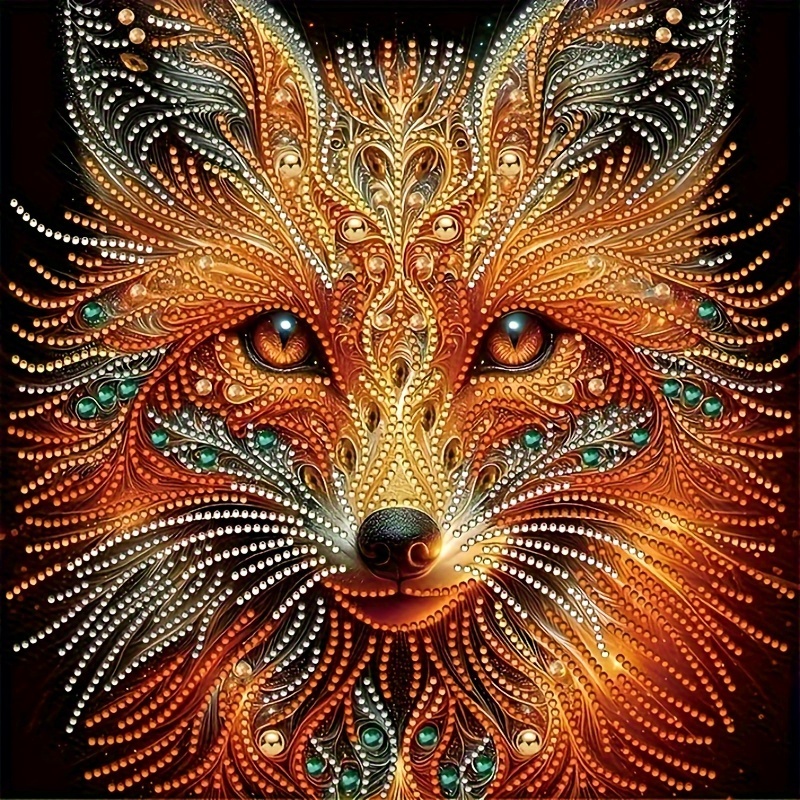 

5d Diy Diamond Painting Kit For Beginners - Fox Unique Shaped , For , Bedroom, Study - 11.8x11.8 Set