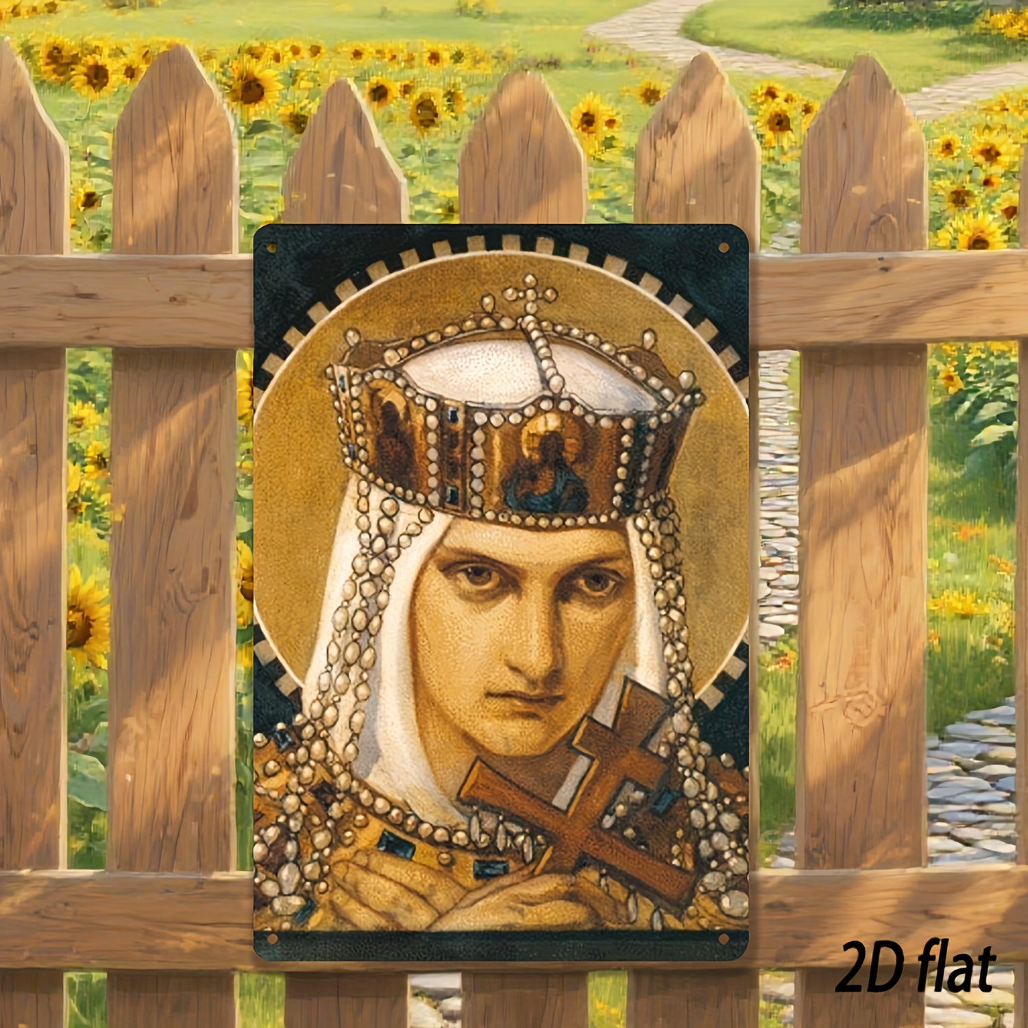 2d flat 2d flat 1pc vintage orthodox saint portrait iron wall decor 8x12 inch 20x30cm elegant   black white green religious art   durable indoor outdoor christian icon for home church office