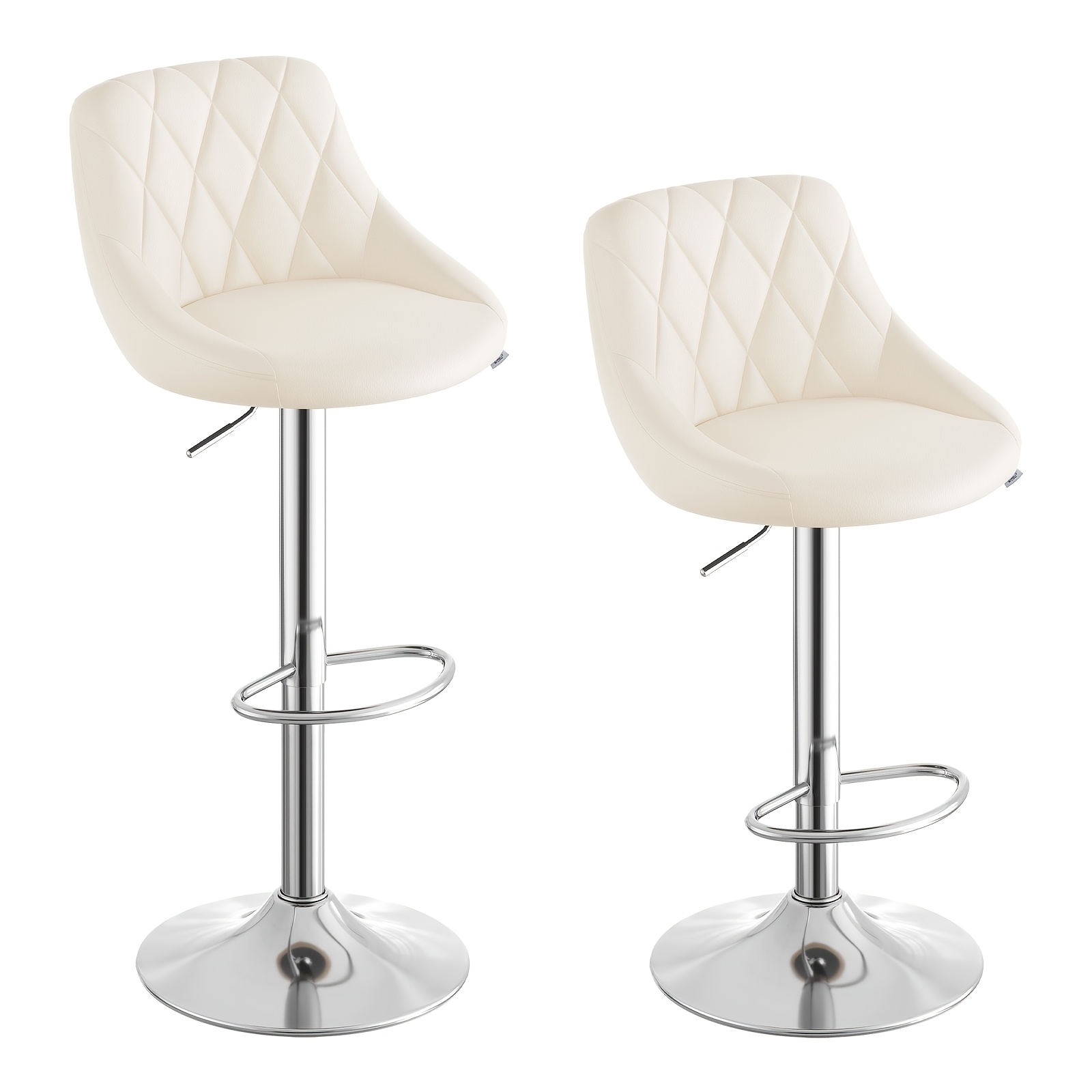 Modern Swivel Bar Stools with Artificial Leather, 360° Adjustable Height