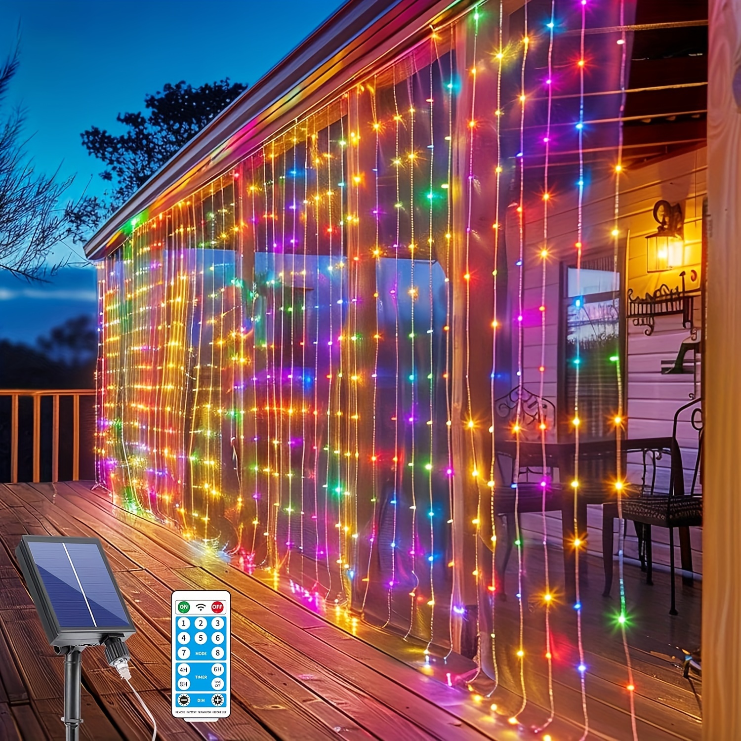 

Upgraded Solar Curtain Lights 600 Led Waterfall Light With Waterproof 8 Modes Remote Usb Rechargeable Dimmable Timer Twinkle Fairy String Lights For Outdoor Christmas Gazebo Party Wedding Window