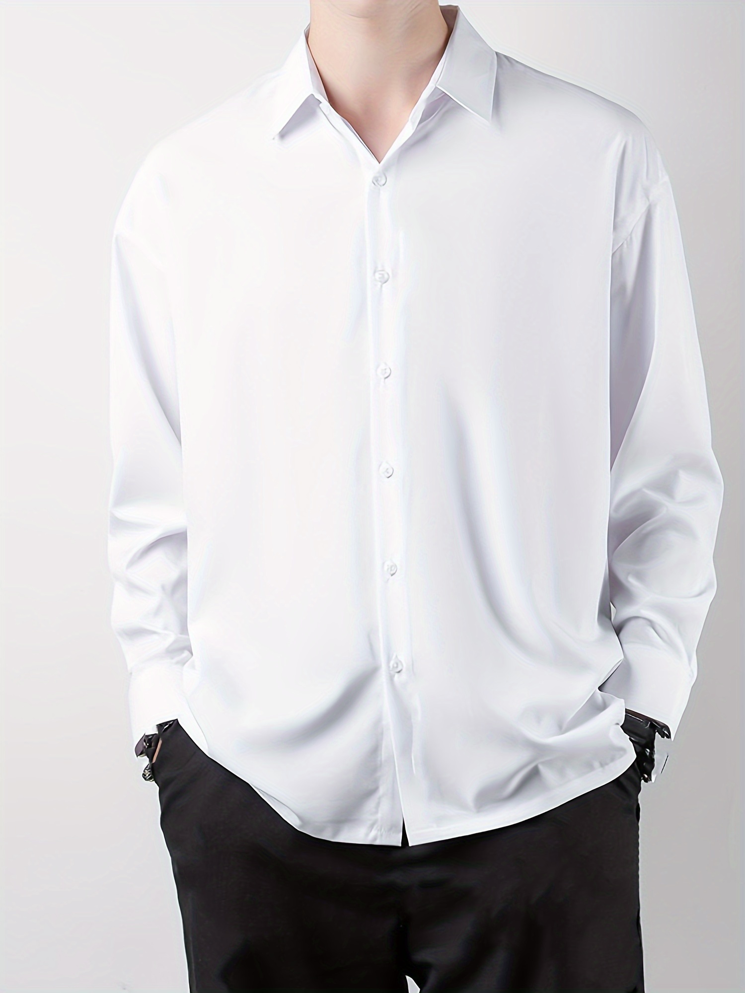 chemise habillée longue manche blanche homme polyester Temu