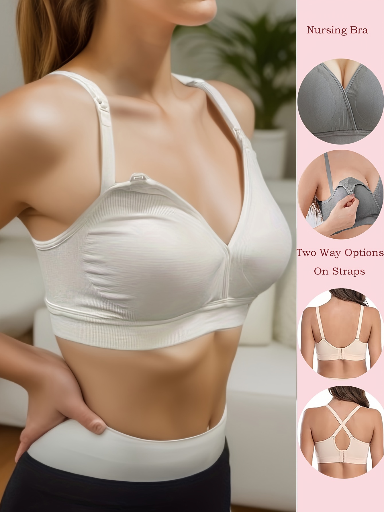 Women's Maternity Solid Breast Feeding Bra Medium Stretchy Underwear