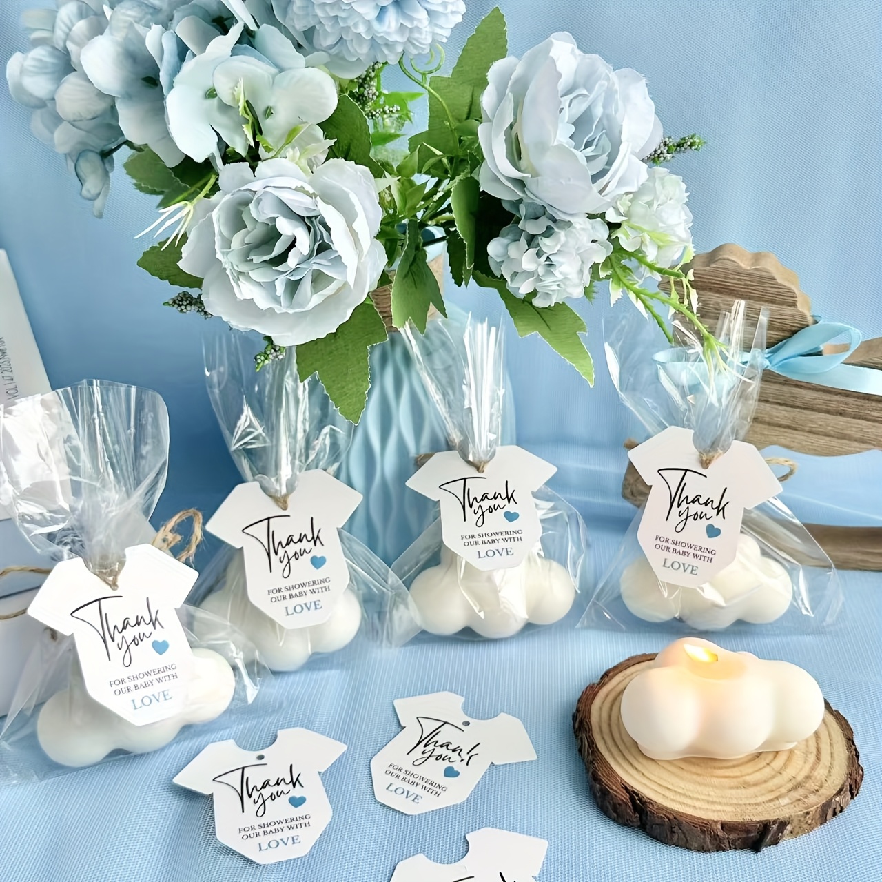 10/20 set mini candele profumate a bolle con scatole acriliche, nastro e perle - Matrimonio, addio al nubilato, baby shower  15