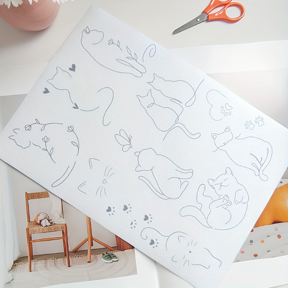 E-shop Wasserlösliches Stickerei-Stabilisierungs-Papier, niedliches Kätzchenmuster, handstickerei-- und Design-Wasserlösliches Transferpapier-Set; Kann