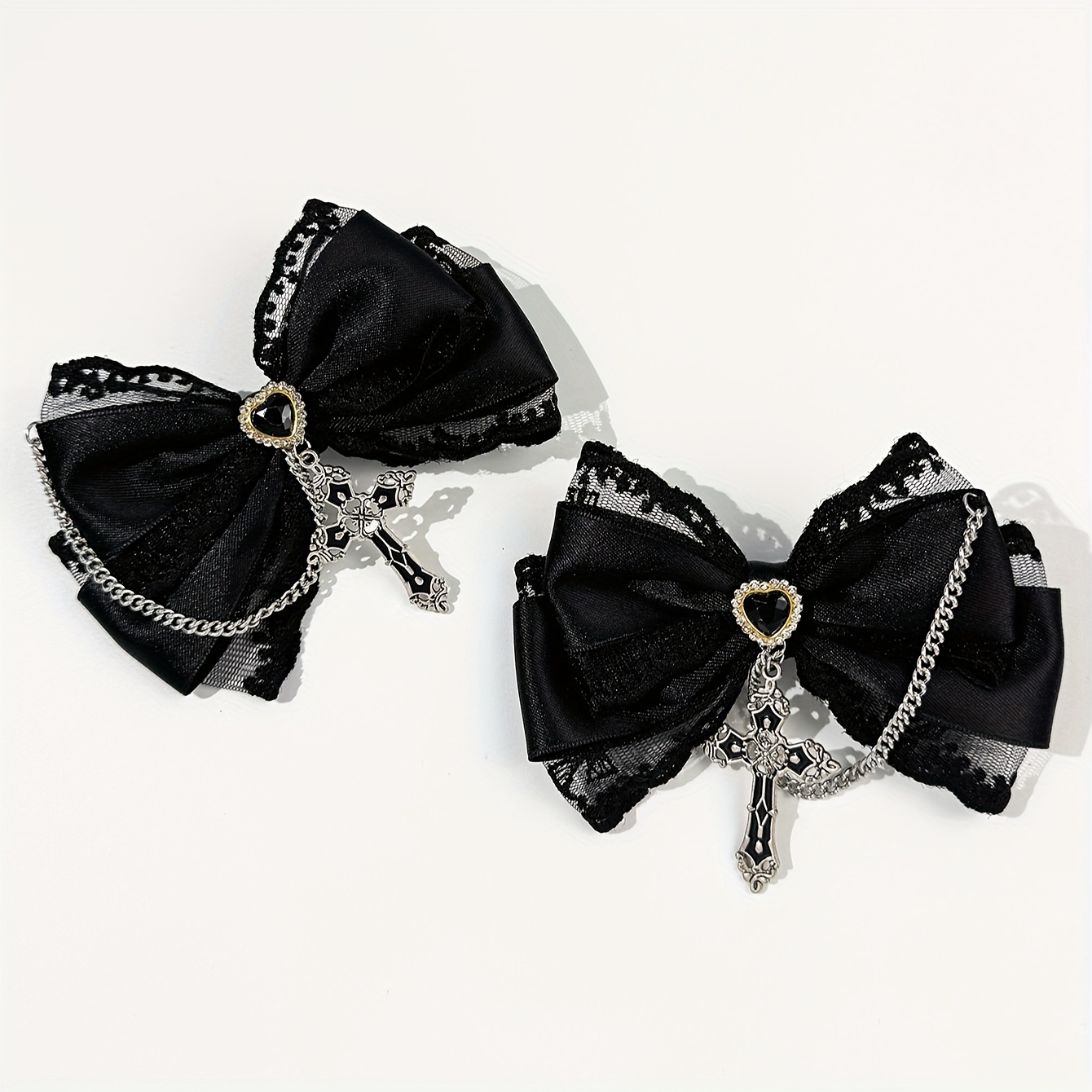Two-piece Set Women's Dark Lolita Gothic Style Bow Hair Clip