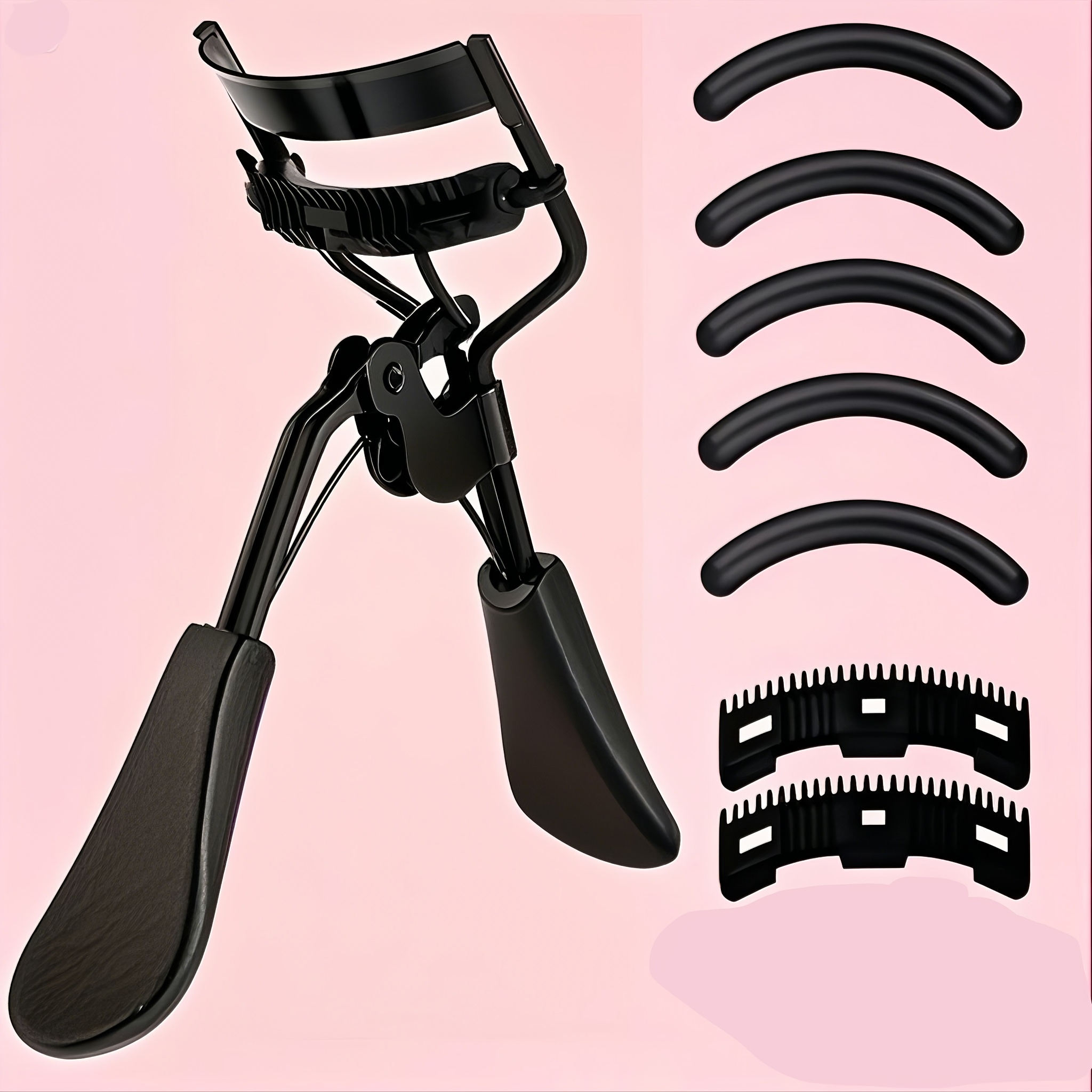 TEMU Kit Parfait pour des Cils, Recourbe-Cils à Large Angle avec Peigne, Adapté à Toutes les d'Yeux. Inclut 2 Peignes de Rechange et 5 Coussinets de