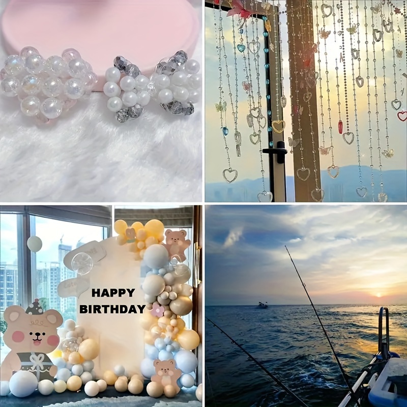 1pc White Durable Nylon Transparent Fishing Line, 50.29 meter Strong Invisible Monofilament Rope for Hanging Balloons, Wreaths, Crafts & Decorations - Ideal for Beading and Sewing Projects