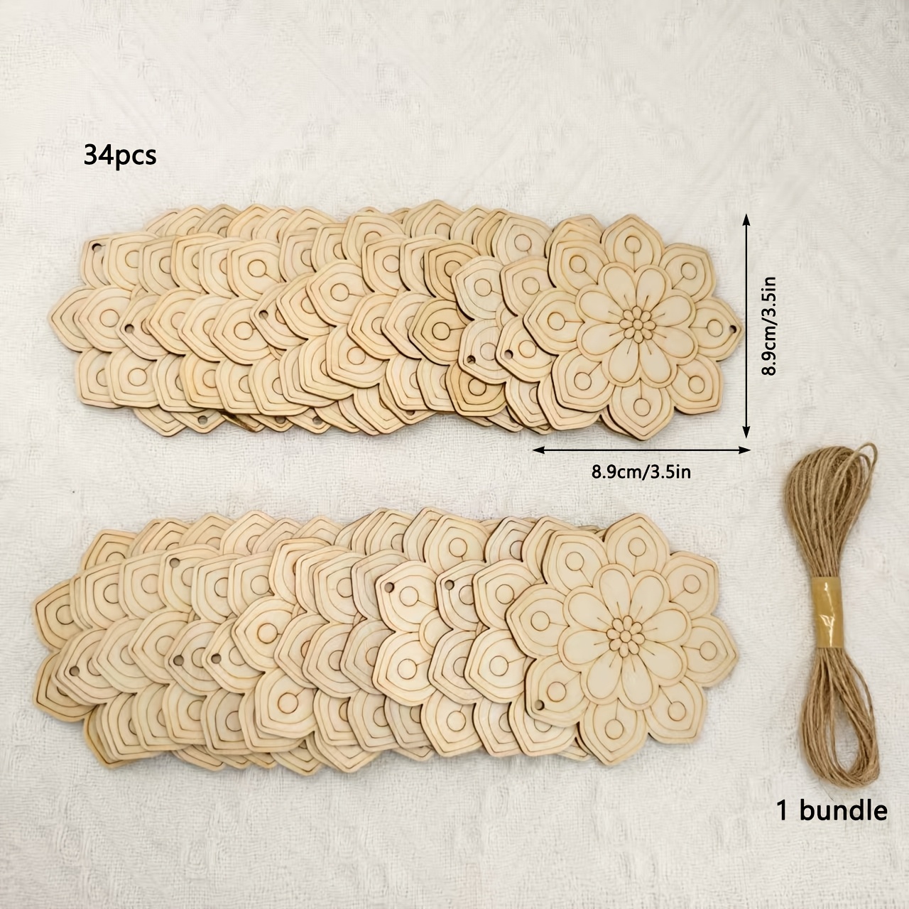 Image of 35pcs Blanks Wooden Flower Craft Disks - Botanical Ornaments Suitable For Holiday Trees, Wedding Decor, Decorations - Diy Flower Making, Garland & Craft, Christmas Decorations, Halloween Decorations