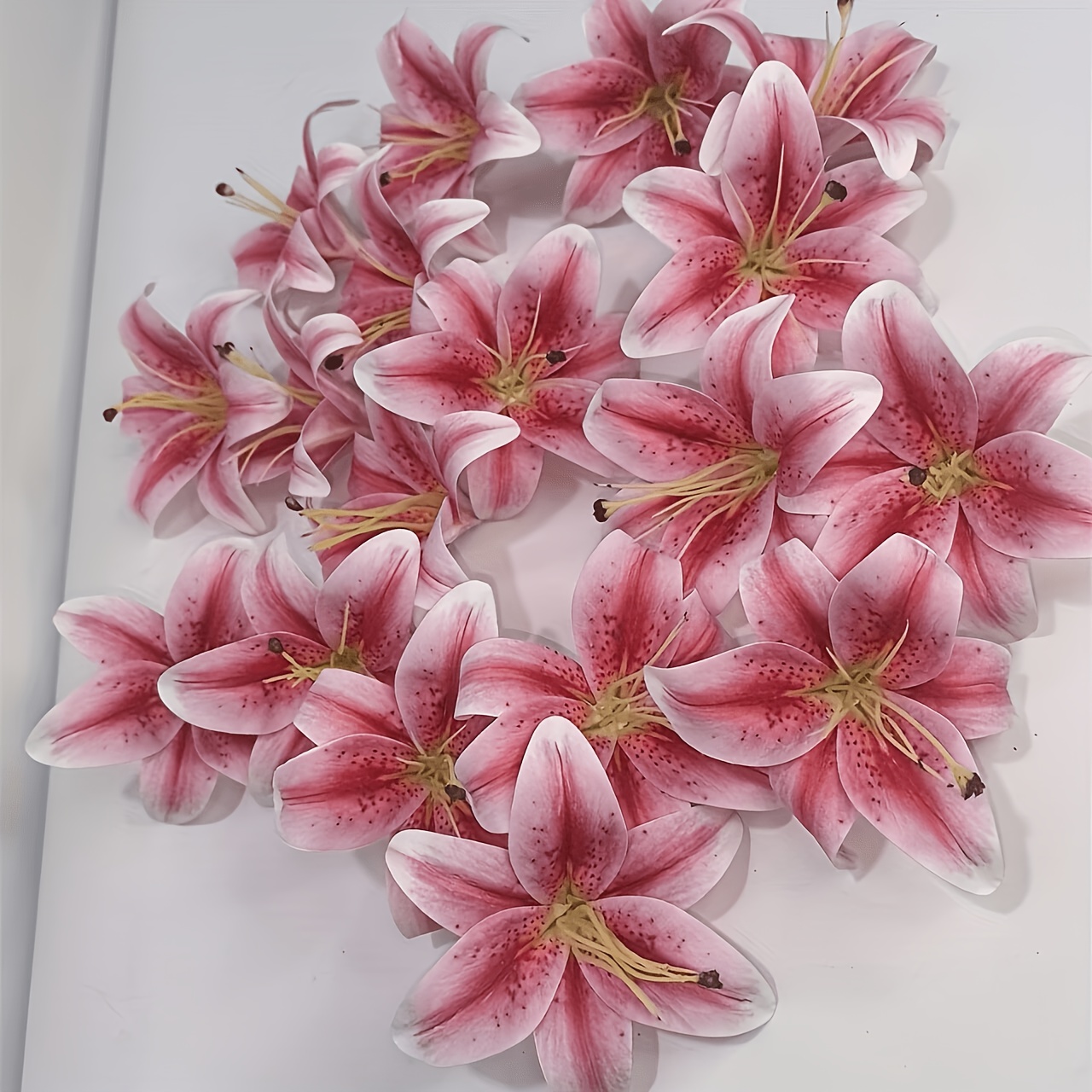 TEMU 12pcs Artificial Lily Flower Heads, Suitable For Wedding Engagement Decorations, Diy Crafts, Party Wreath Accessories, Hair Clip Accessories,