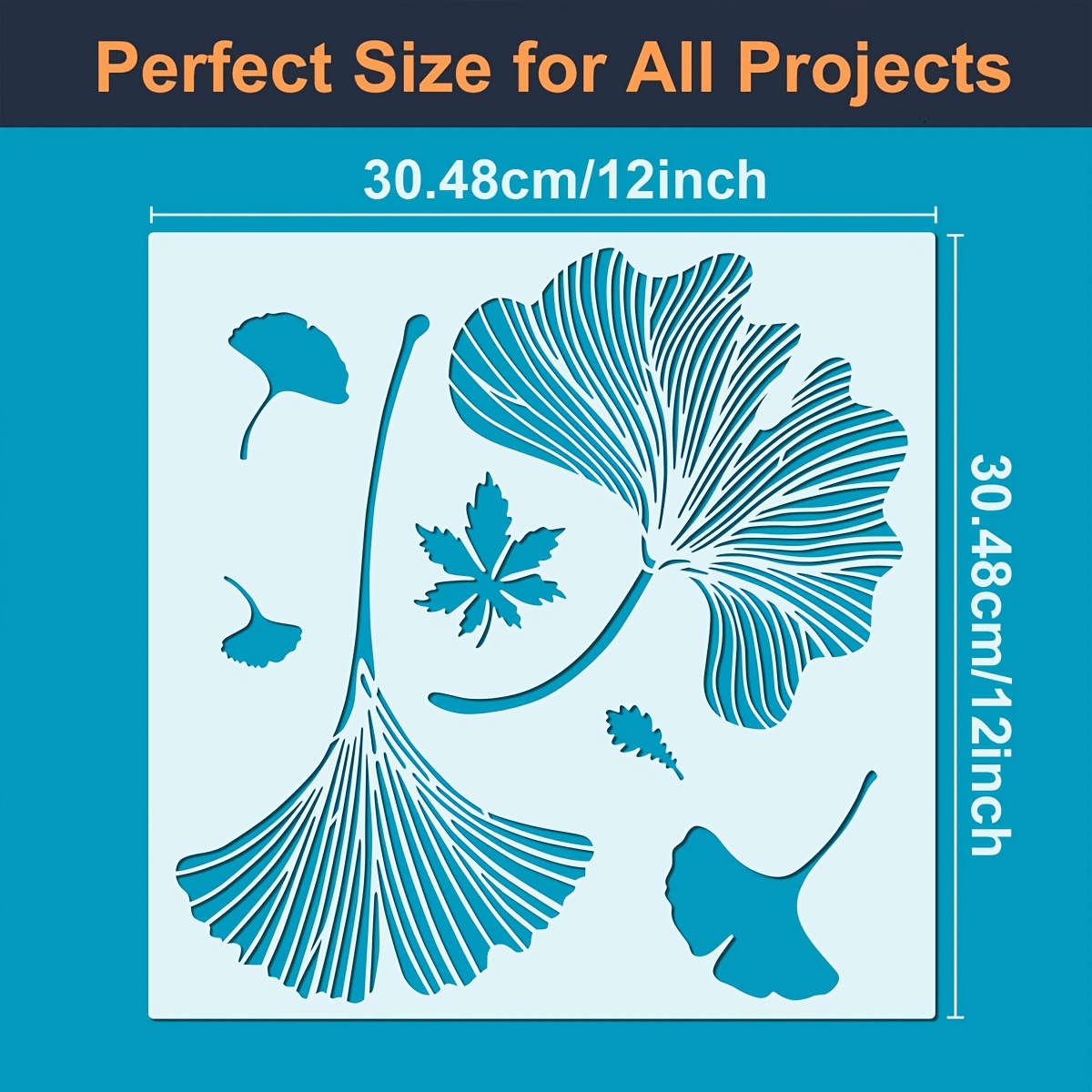 Image of Large Ginkgo Stencil - Pet Material, Reusable White Plastic Leaf Template, Suitable For Handicrafts, Embossing, Canvas, Furniture And Crafts Spray Painting