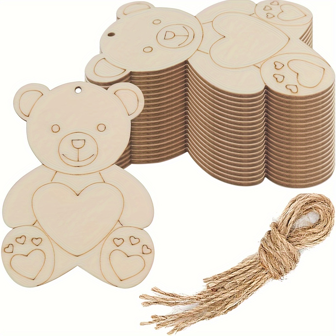 

10pcs Diy Wooden Bear For Painting - For Halloween, Christmas, Easter, Thanksgiving & Birthday Decorations