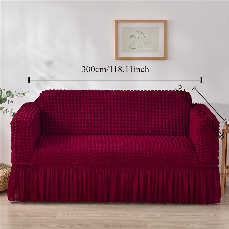 1pc Sofa Slipcover - Elastic Anti-slip Sofa Cover With , Snug One-piece Design, (burgundy) - Machine Washable Sofa Protector For Living Room, Office, Home Decor - Scratch & Spill-proof Furniture Cover
