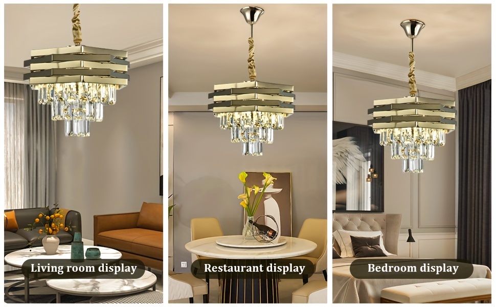 Modern Crystal Chandelier Golden Round Chandeliers Dining - Temu