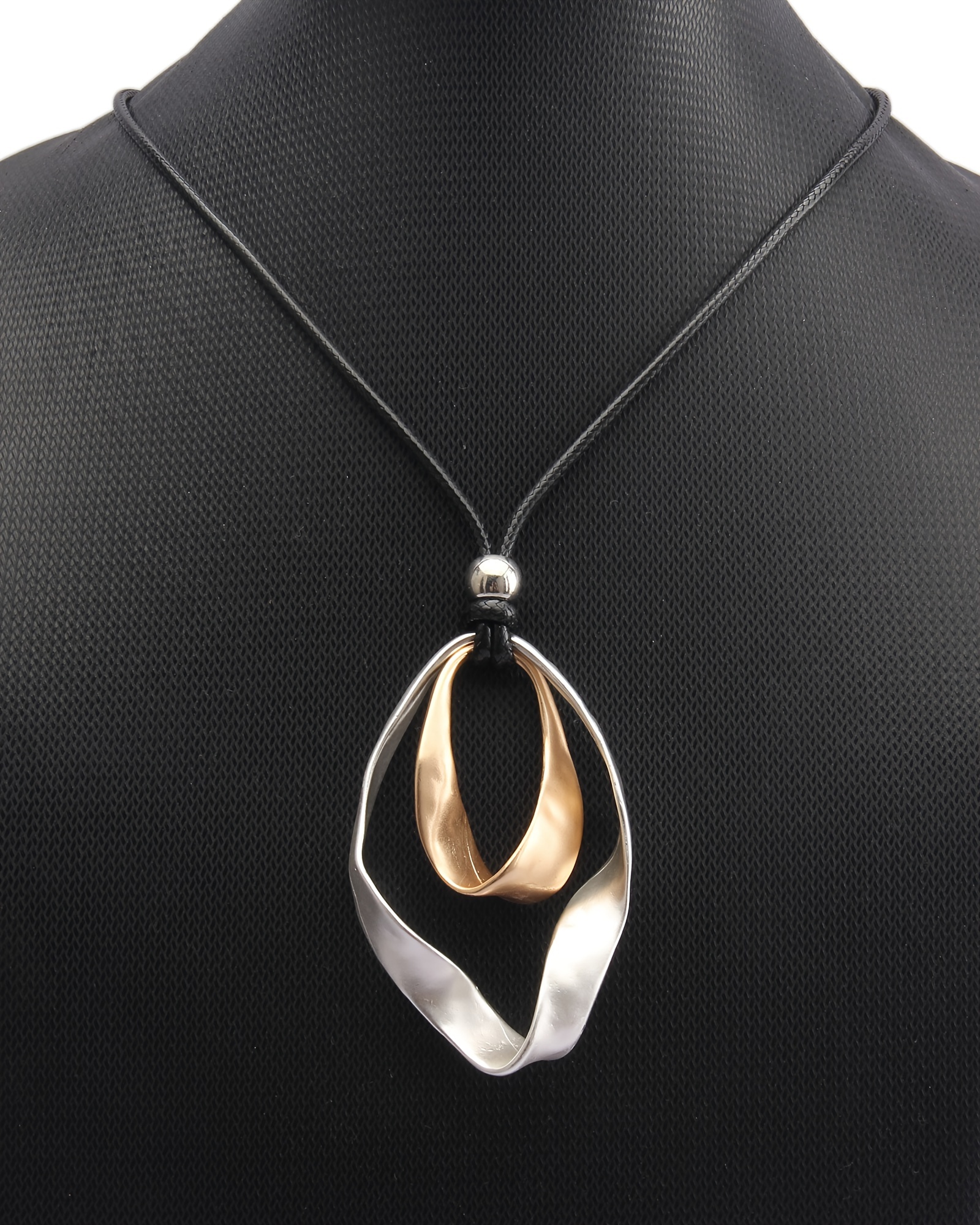 1pc elegant twisted teardrop pendant necklace for women alloy with wide   simple black cord long chain romantic gift for girlfriend statement jewelry accessory details 0