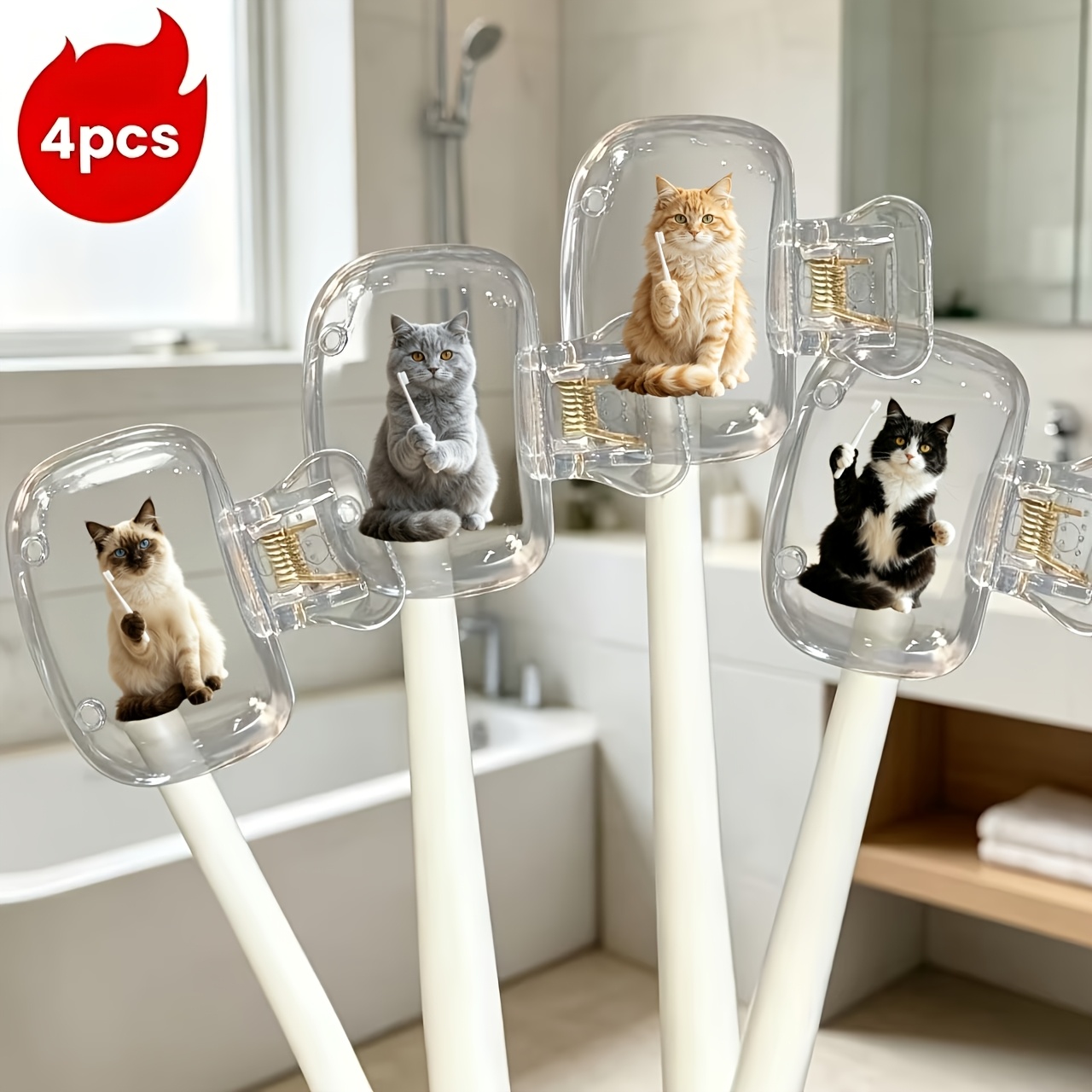 TEMU Set da 4 custodie da viaggio portatili per spazzolini con stampa - organizzatore da viaggio la casa con , copertura in plastica resistente. per