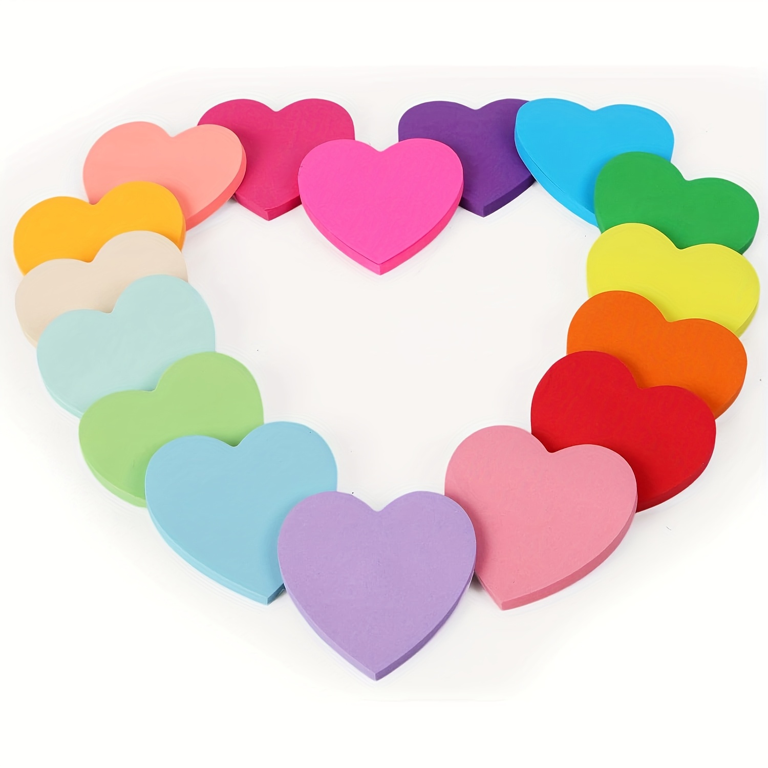 

16pcs Of Heart-shaped Sticky Notes, 16 Colors 25 Sheets/pack, 400 Sheets Of Shaped Sticky Notes, Message Notebook, Students, Records