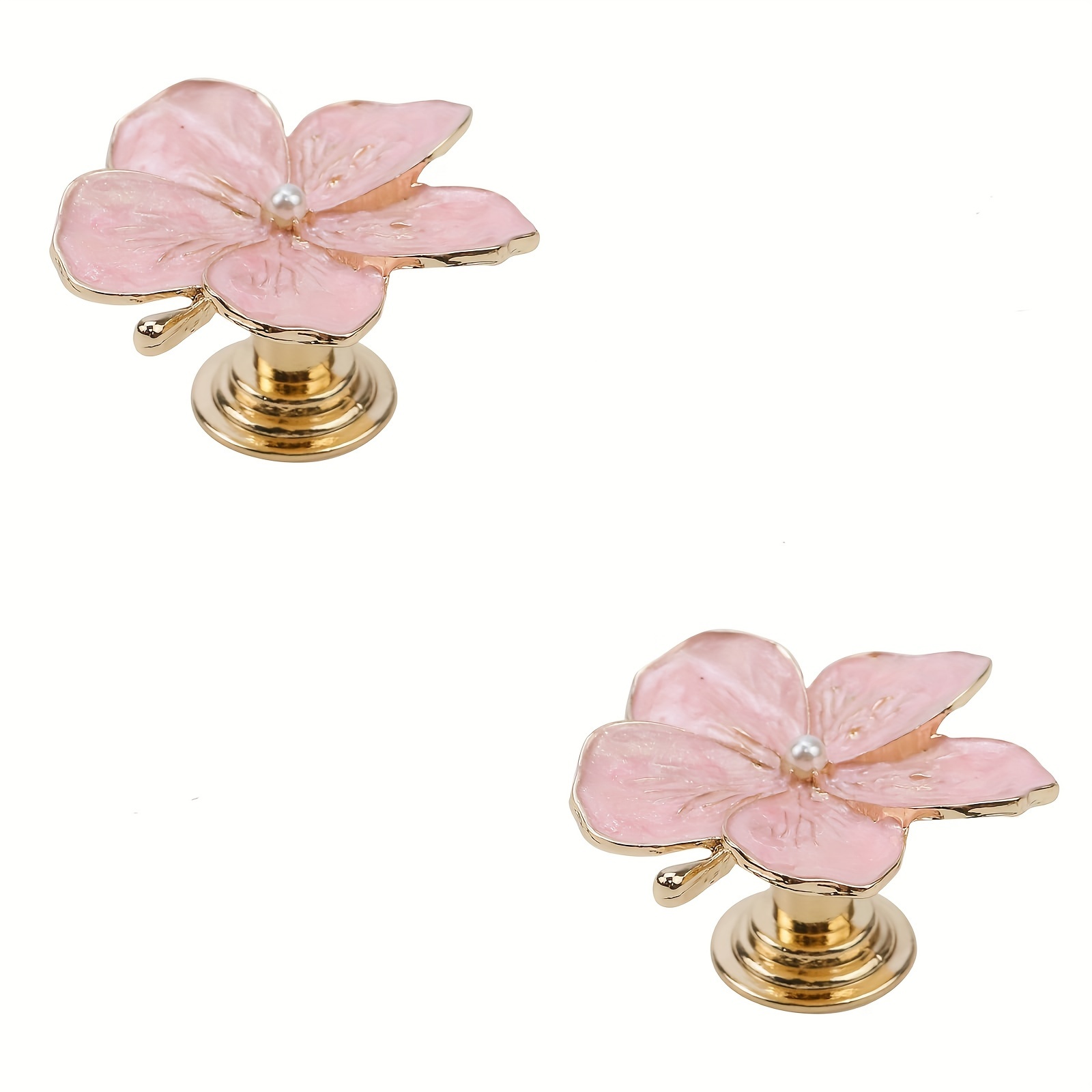 

2-pack Pearl Flower Cabinet Knobs, Oil-rubbed Zinc Alloy Metal, Decorative Drawer Pulls With Installation Hardware For Home Decor - 1.7-inch Pink
