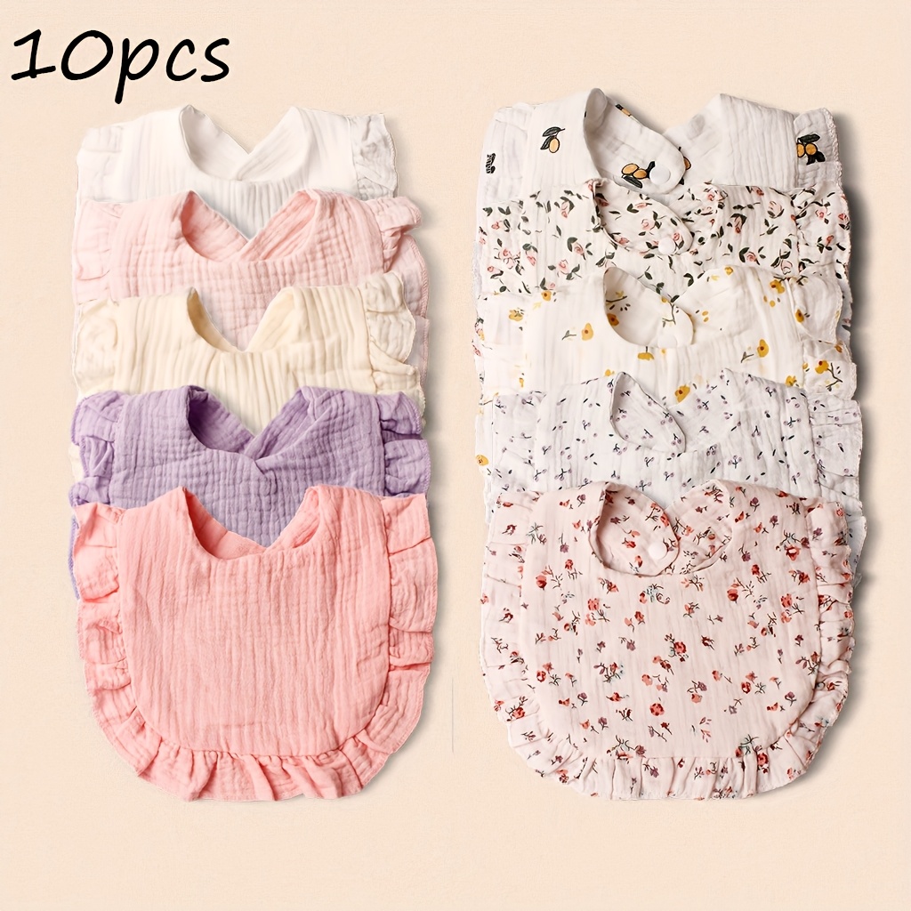 10pcs Of Baby Creative Lace Saliva Bibs, Children' Saliva Wipes, And Baby Teething Products