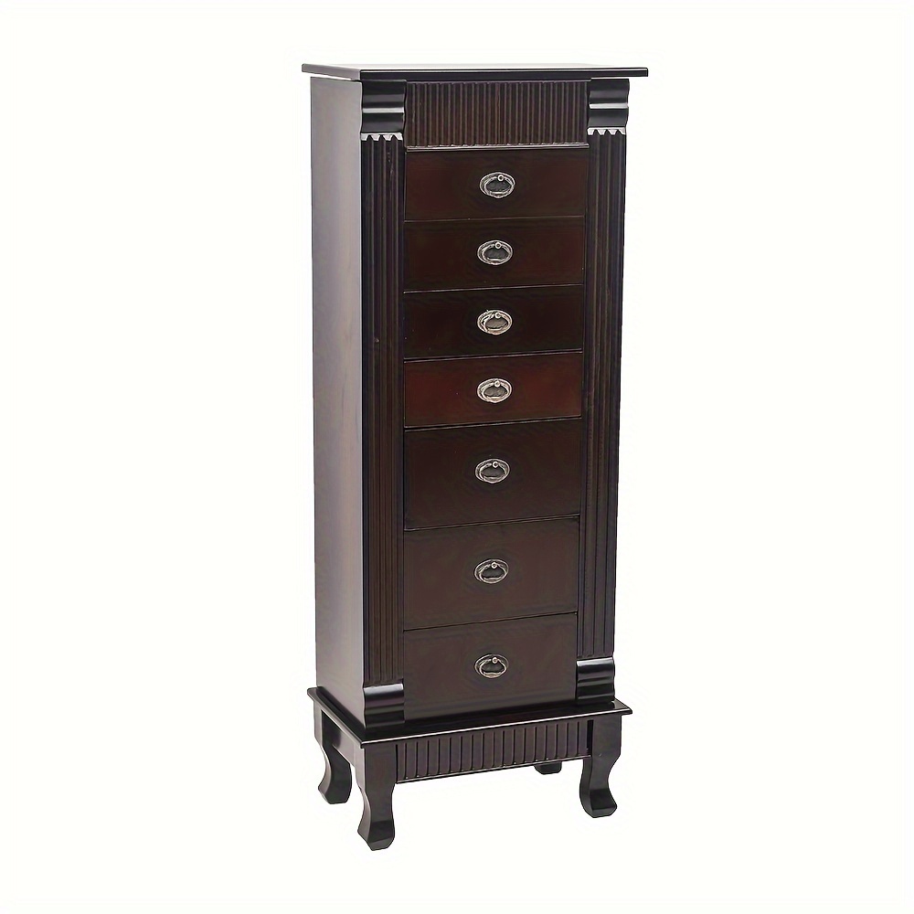 

Standing Jewelry Armoire Cabinet Makeup Mirror And Top Divided Storage Organizer Large Standing Jewelry Armoire Storage Chest Dark Brown Beige