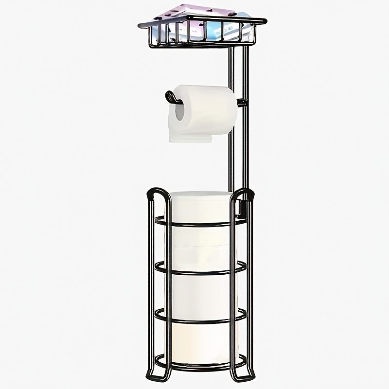 E-shop Ein freistehender Toilettenpapierhalter, Edelstahl-Toilettenpapierrollen-Aufbewahrungsregal, Toilettenpapierrollen-Spender, Aufbewahrungsregal,