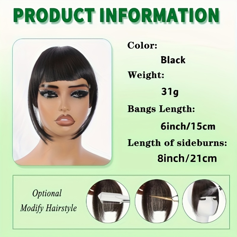 goddess clip on bangs hair extension for women straight natural looking   versatile for daily wear special occasions easy to style daily hairpiece straight hairpiece secure clip in details 0