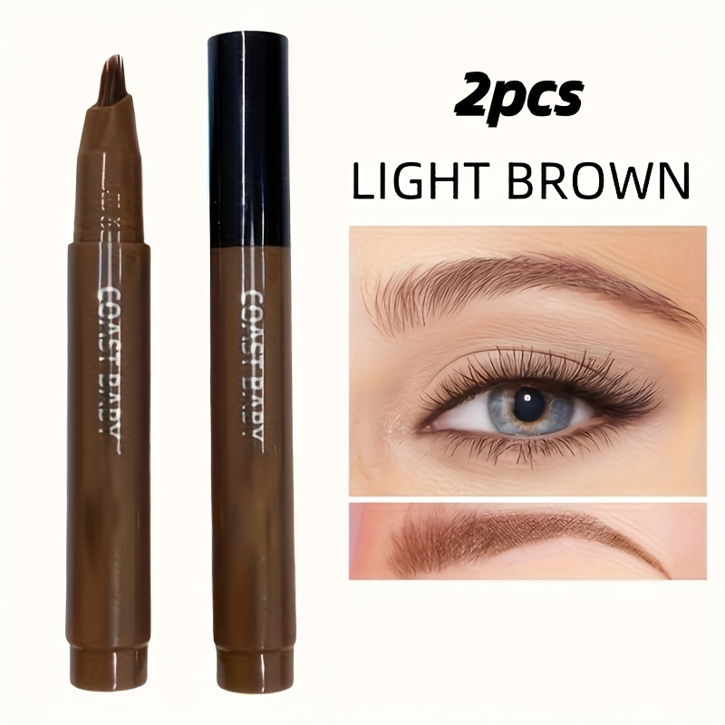 TEMU 2-pack 4-color Multi-fork Eyebrow Pencil: Create Clear And Realistic Eyebrow Shape And The Hairline. Waterproof, Not Smudgeable, Durable And